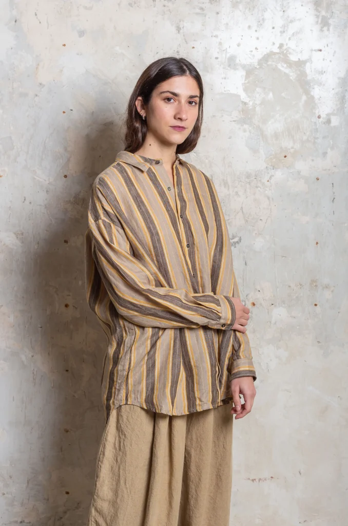Ichi Antiquités - Linen Stripe Shirt Mustard - Rendez-Vous-Store
