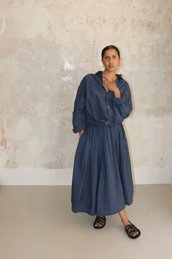 Album Di Famiglia - Pleated Long Skirt Navy - Rendez-vous Store