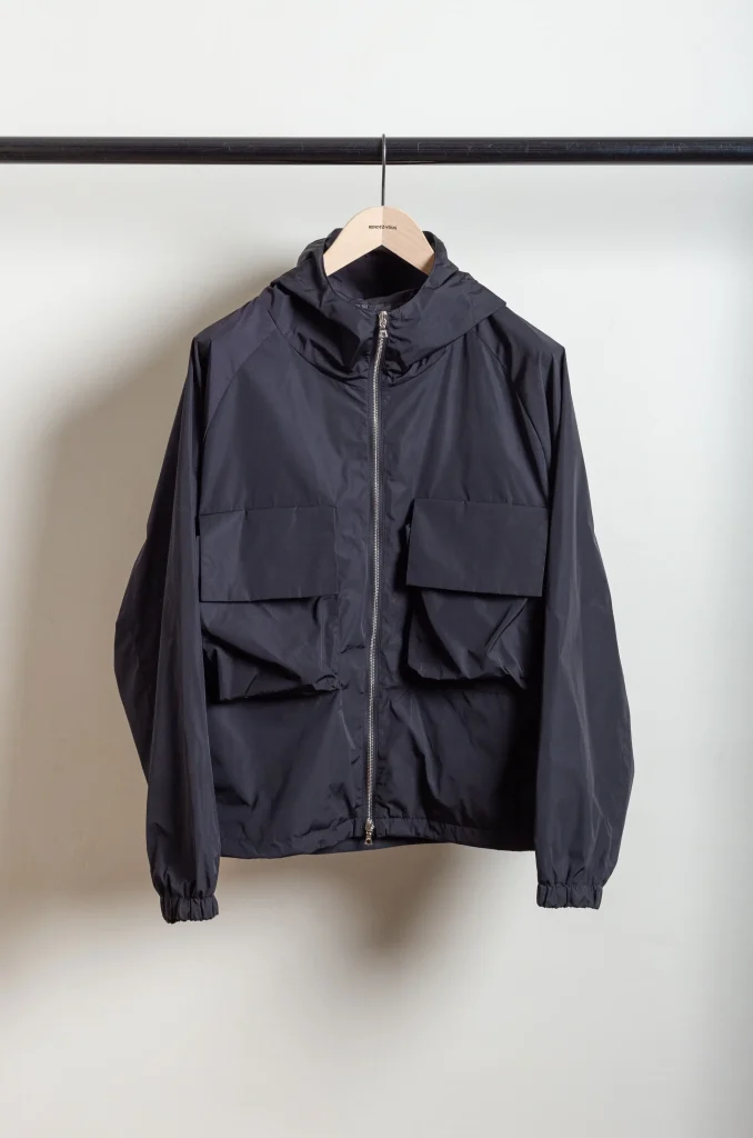 stein（シュタイン） HOODED SHORT JACKET(COATED) stein / シュタイン】HOODED SHORT JACKET - BLACK(CORTING