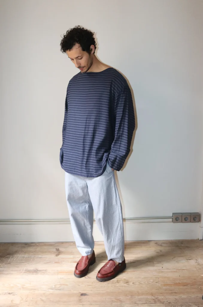 70s French Navy Basque Shirt ⑥ Ts(s) - Basque Shirt Navy Blue - Rendez-vous Store