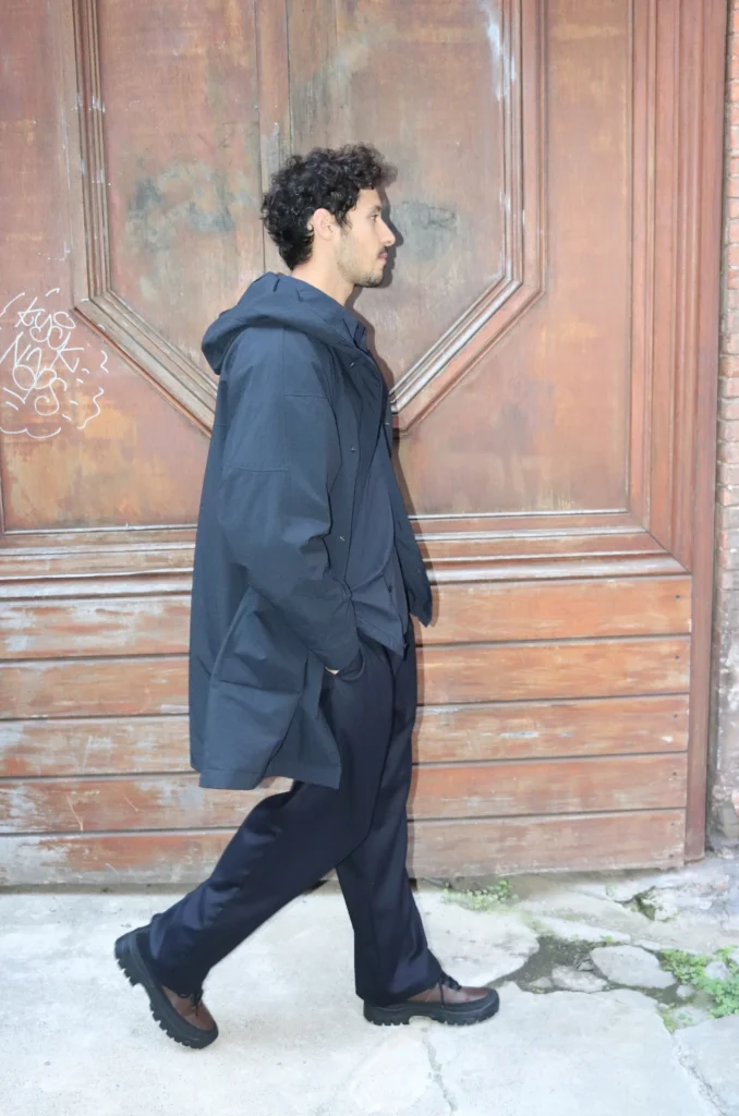 Still By Hand Nylon Ox Hooded Coat Black