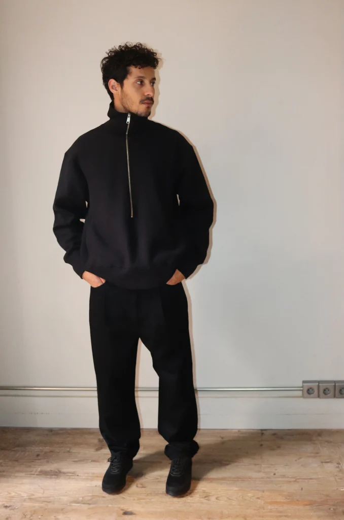 Still By Hand - Zip Up Fleece Jumper CS03243OS - Black