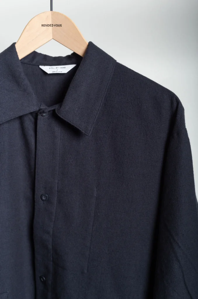 Still By Hand Wool Mix Shirt Jacket BL09243OS Black Navy