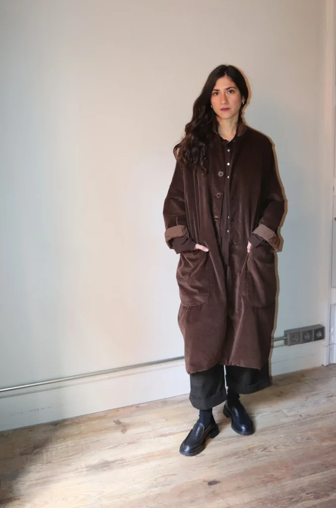 Album Di Famiglia Velvet Loose Coat Coffee