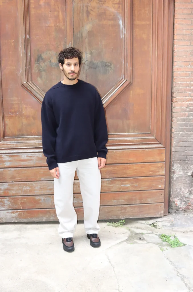 Studio Nicholson HEMYL Guernsey Jumper Darkest Navy