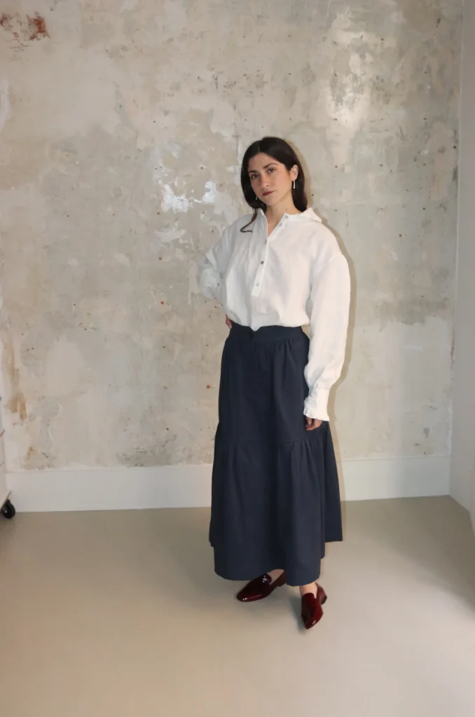 CAWLEY Japanese Cotton Twill Patience Skirt Dark Navy