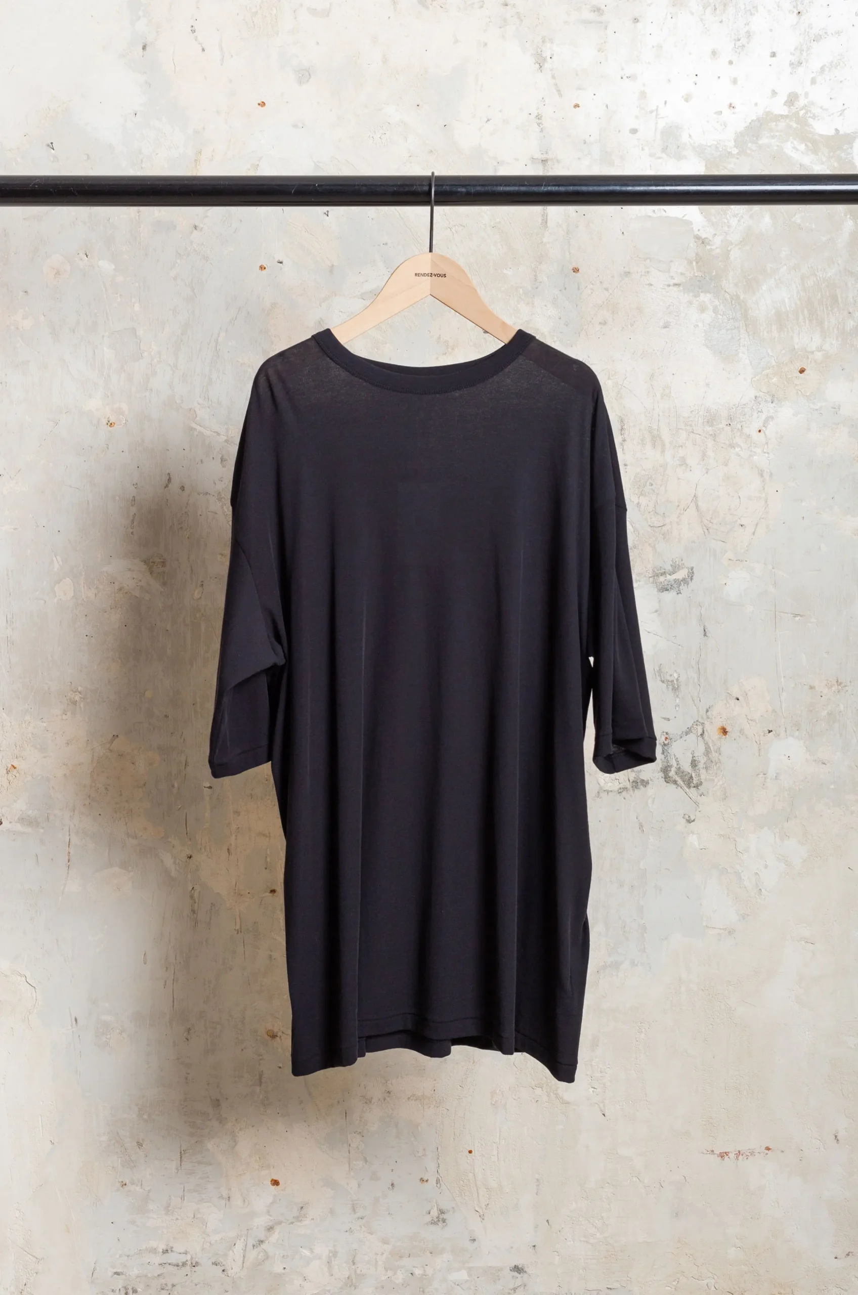 BABACO - Twisted Cotton Loose T-Shirt BA01-CR50 - Black