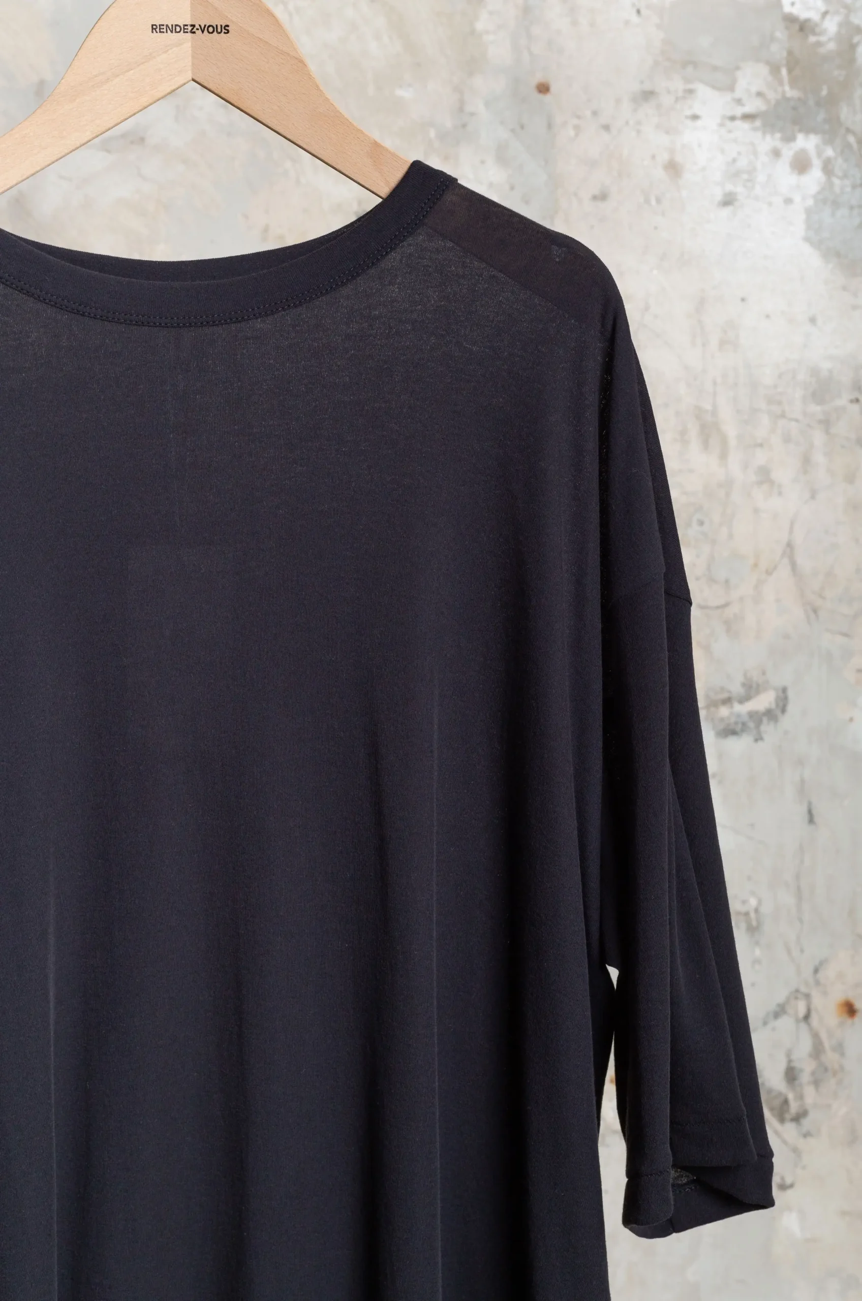 BABACO - Twisted Cotton Loose T-Shirt BA01-CR50 - Black