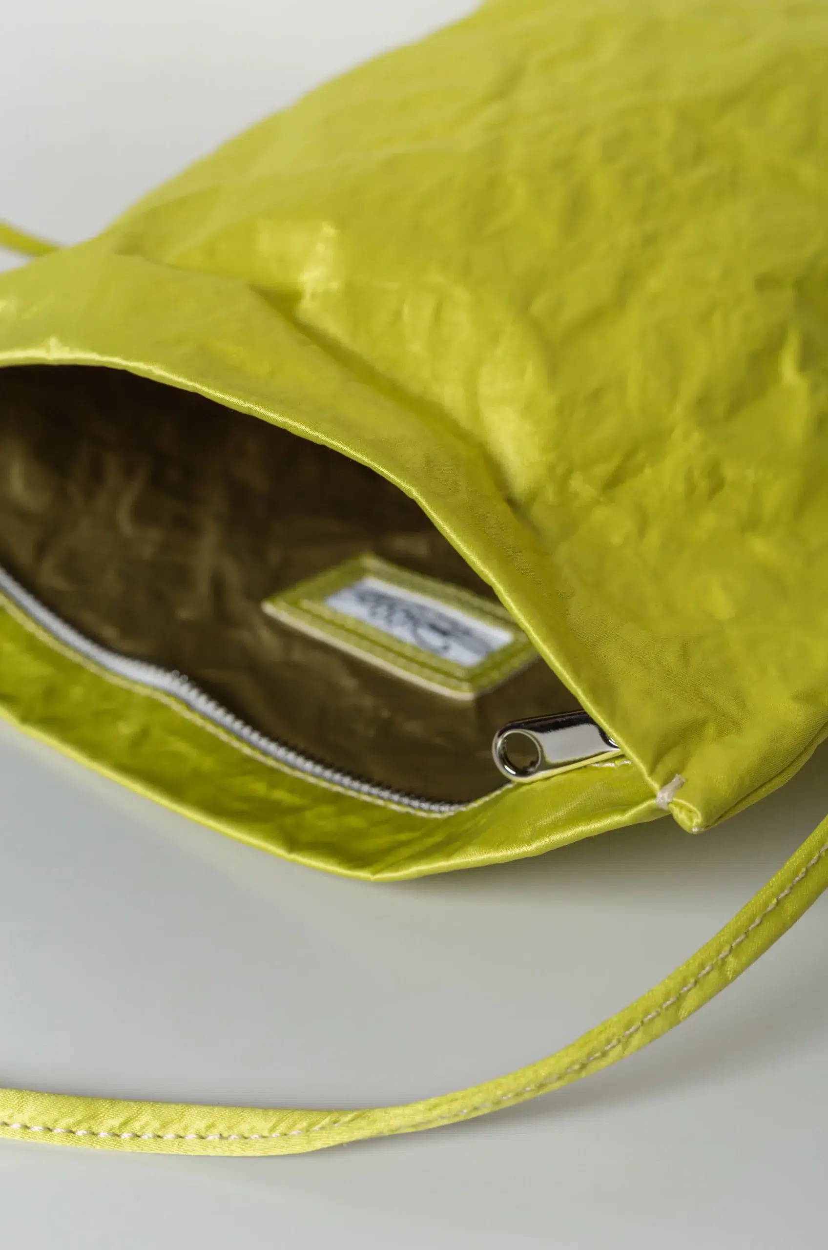 Zilla - Satin Medium Shoulder Bag - Lemon