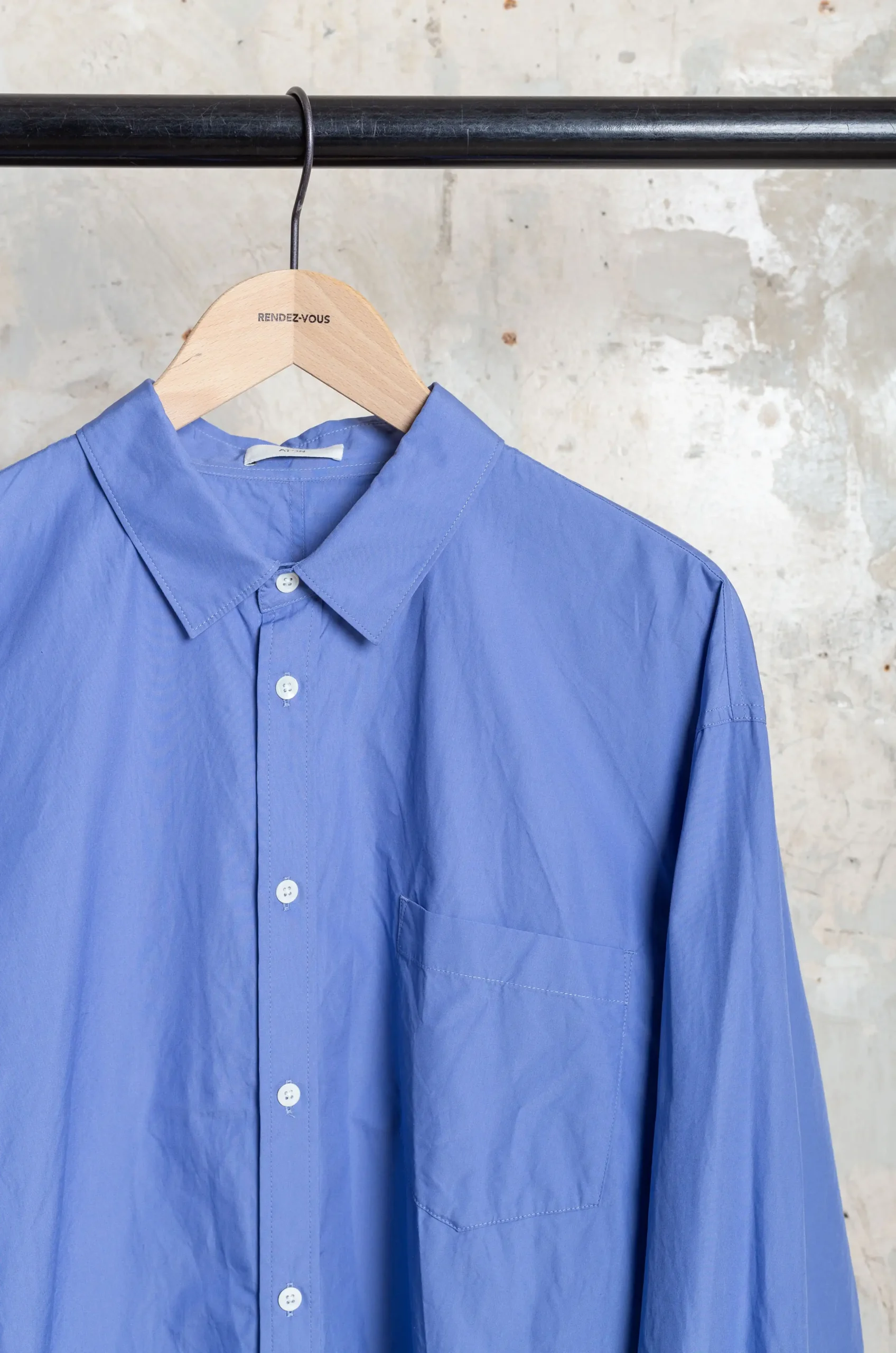 ATON WOMEN WASHED SHIRT SUVIN BROAD SAX