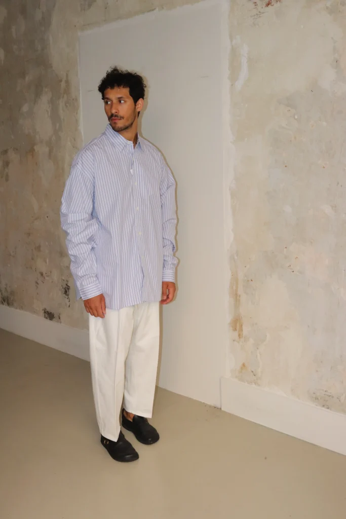 Sillage Wide Shirt High Count Blue Stripe