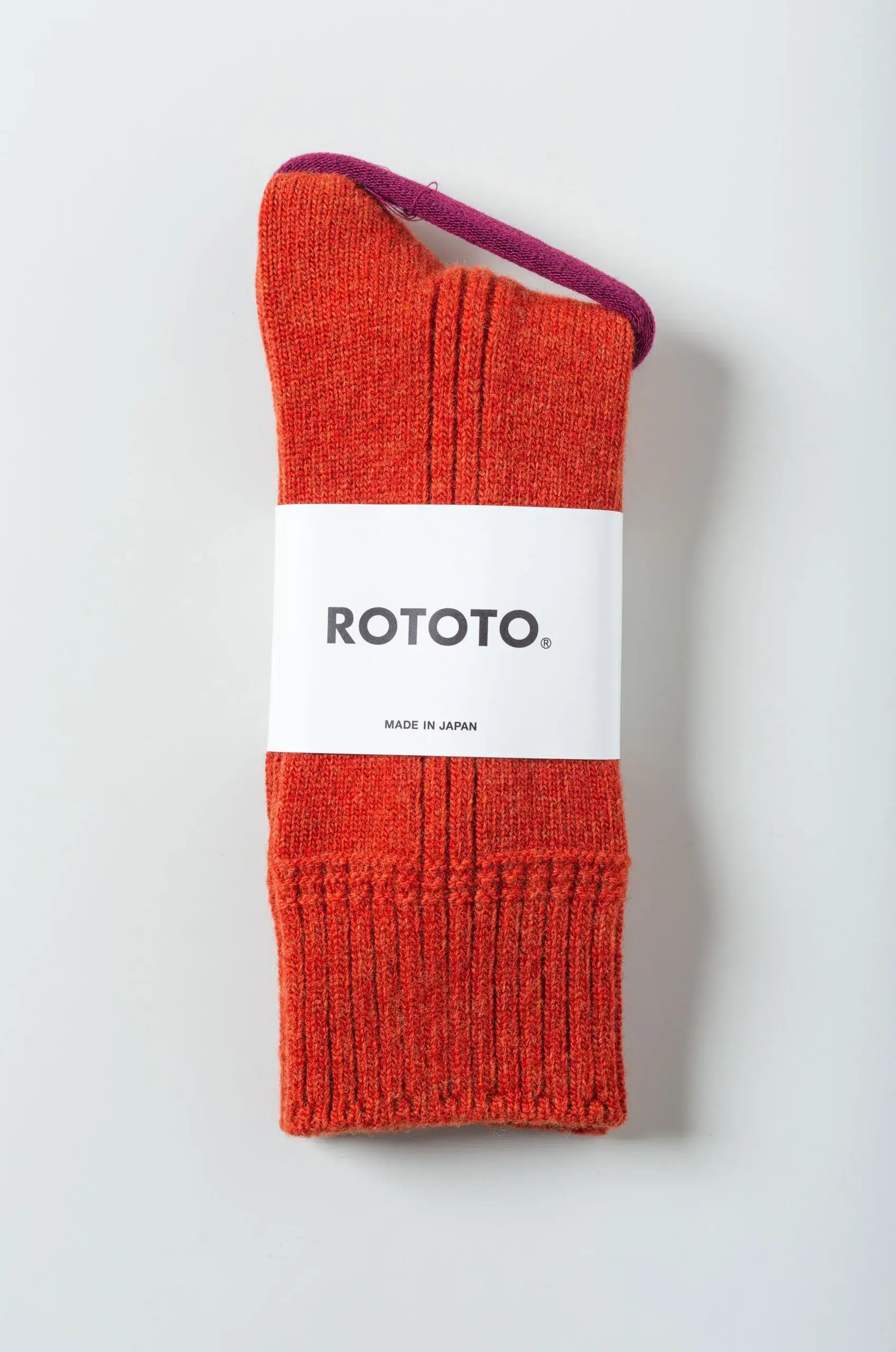 Rototo - MERINO LAMBS WOOL CREW SOCKS R1561 - BRICK