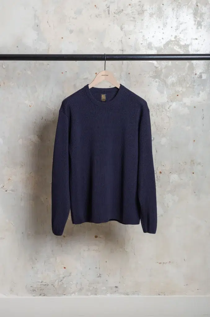 Batoner - SOLID WOOL RIB CREW NECK - NAVY