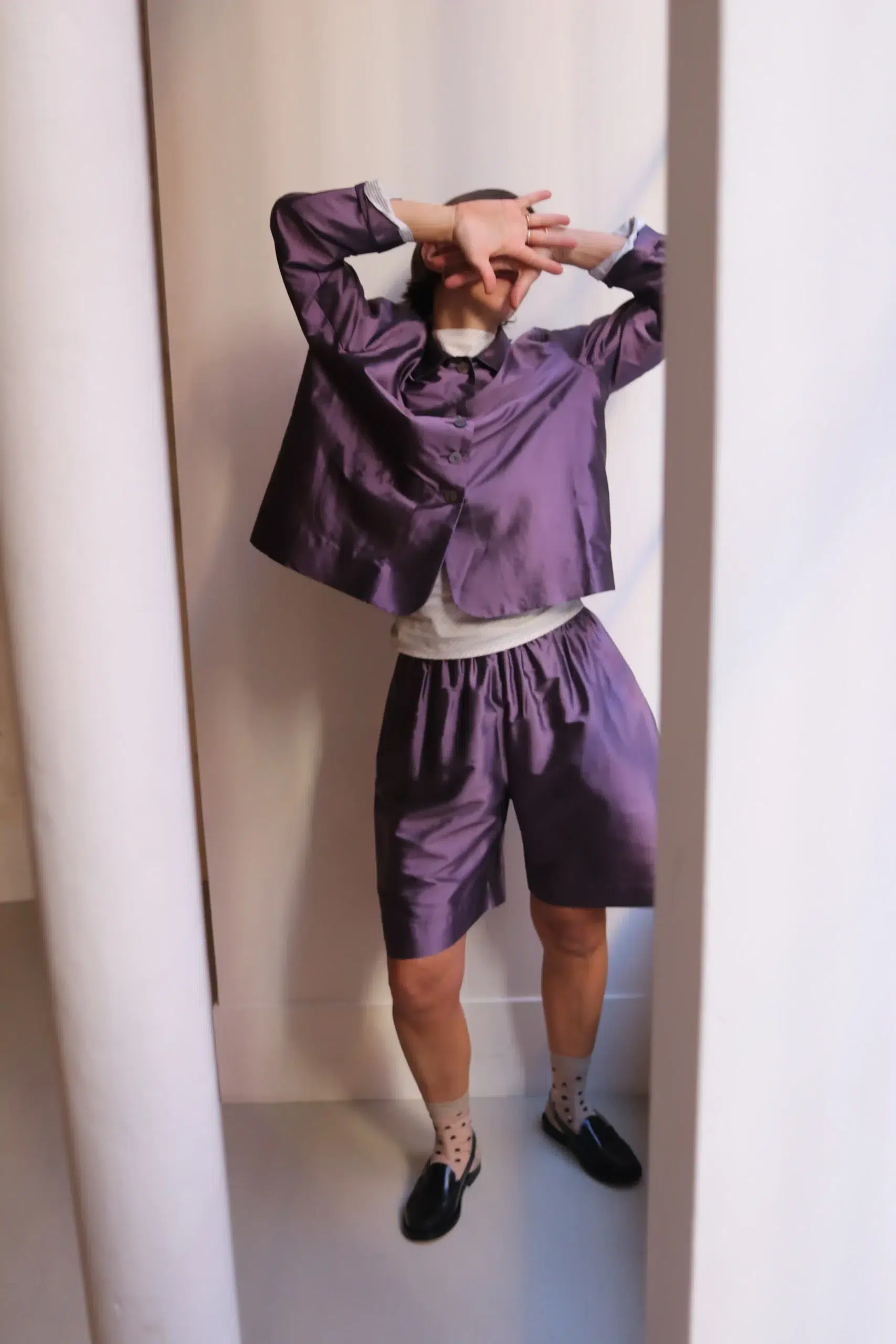 CAWLEY - SILK DUPION LILLIE JACKET - PRUNE