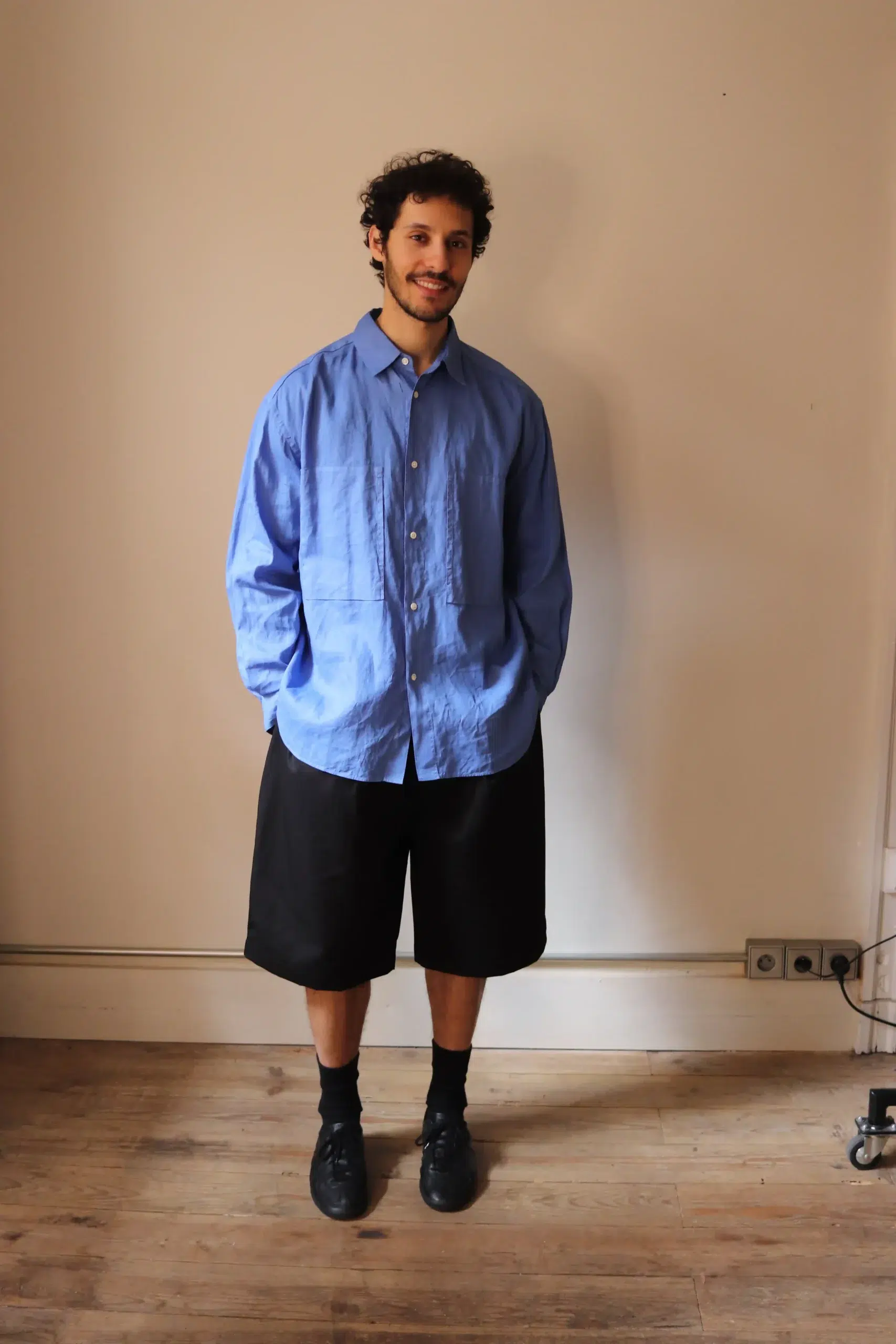 Still By Hand - SH05261OS Garment-dye over shirt - SKY BLUE