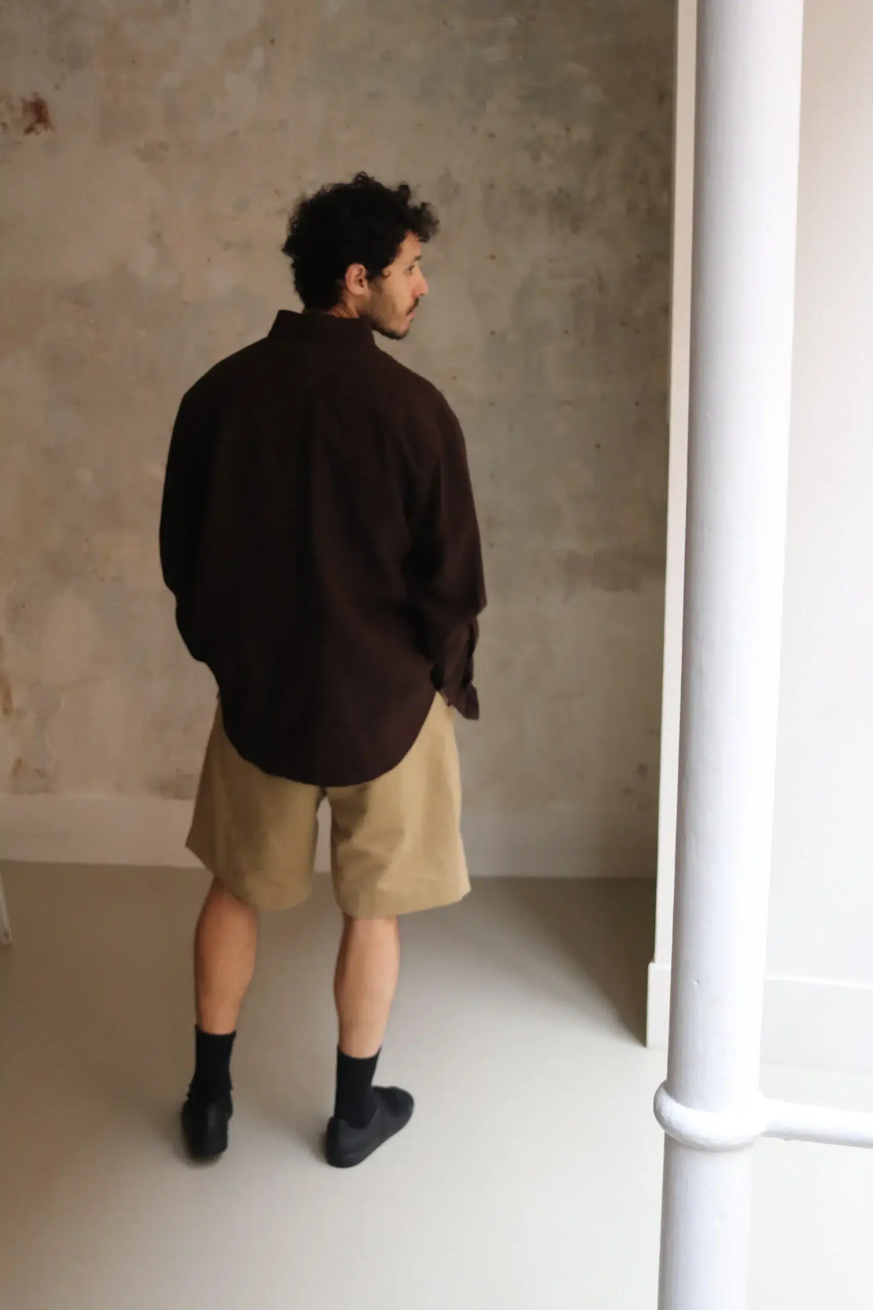 Evan Kinori - Two Pleat Short - Khaki (Natural Gallnut Dye)