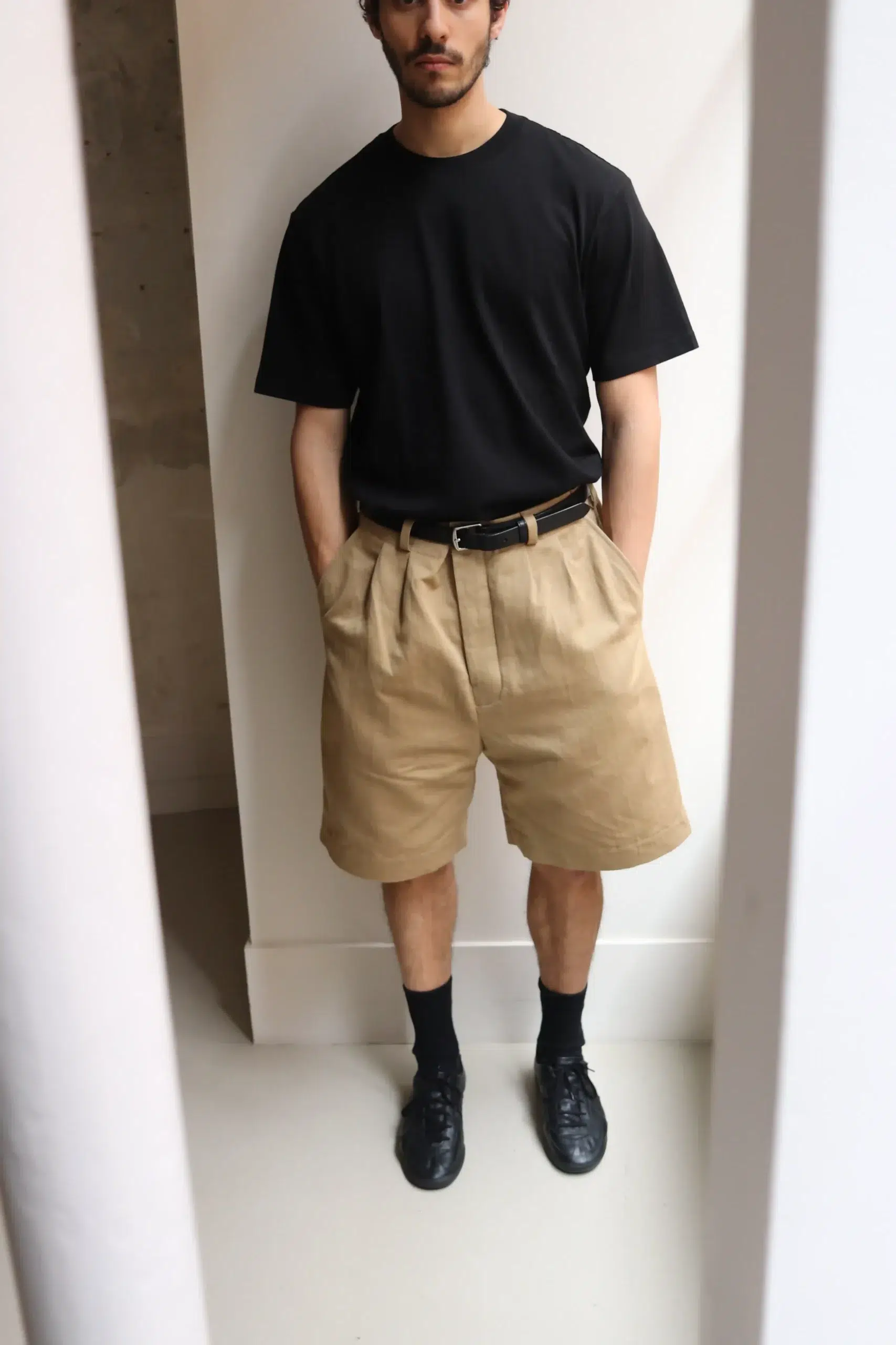 Evan Kinori - Two Pleat Short - Khaki (Natural Gallnut Dye)