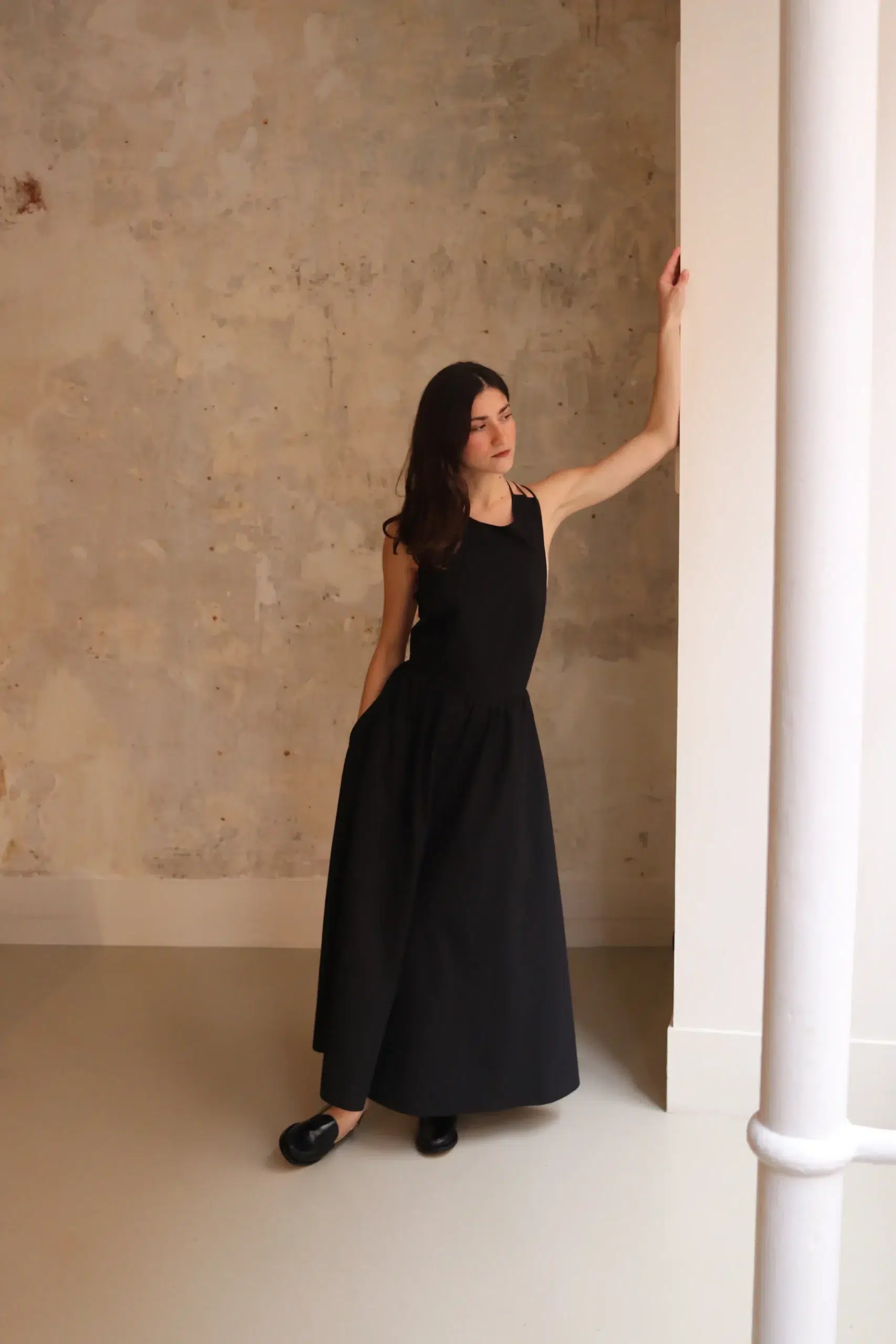 CAWLEY - JAPANESE COTTON SOFIA DRESS - BLACK