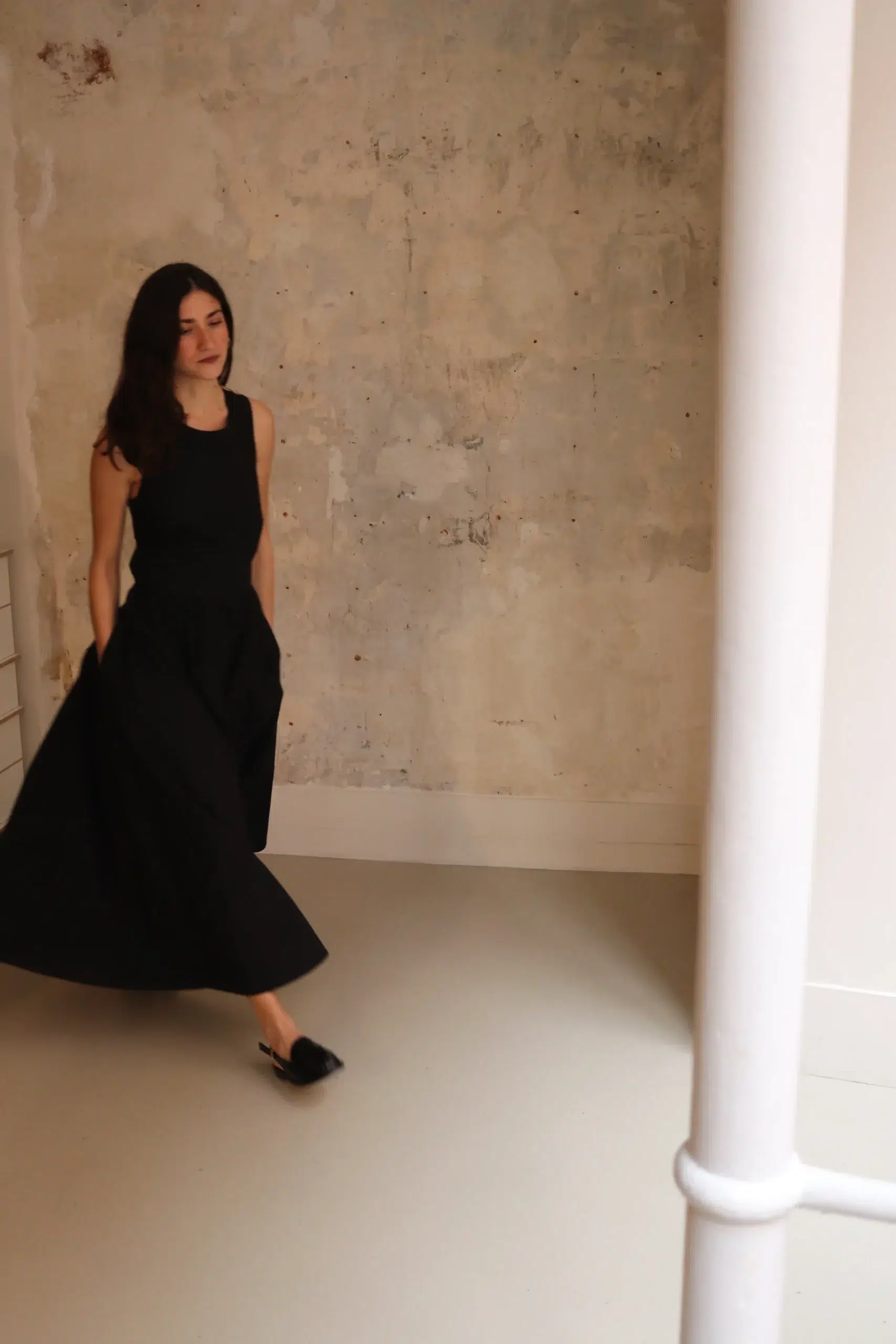 CAWLEY - JAPANESE COTTON SOFIA DRESS - BLACK