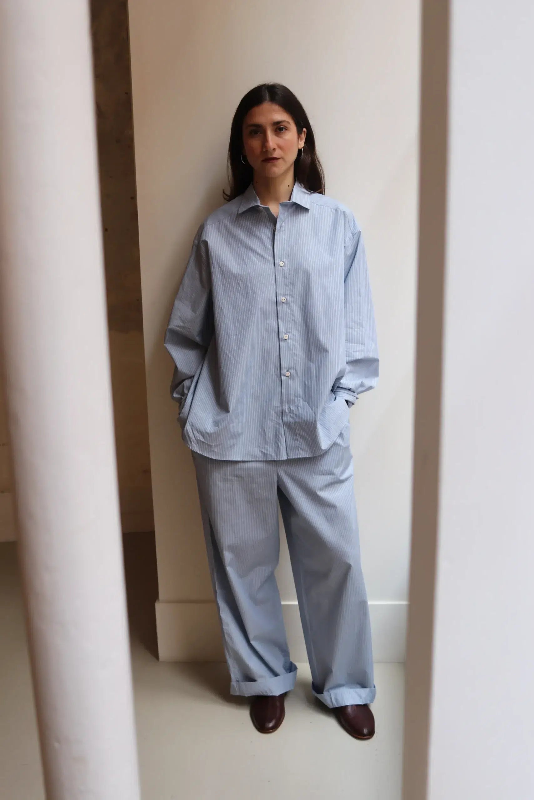 BASERANGE - CLAUDE PANTS - BLUE STRIPE