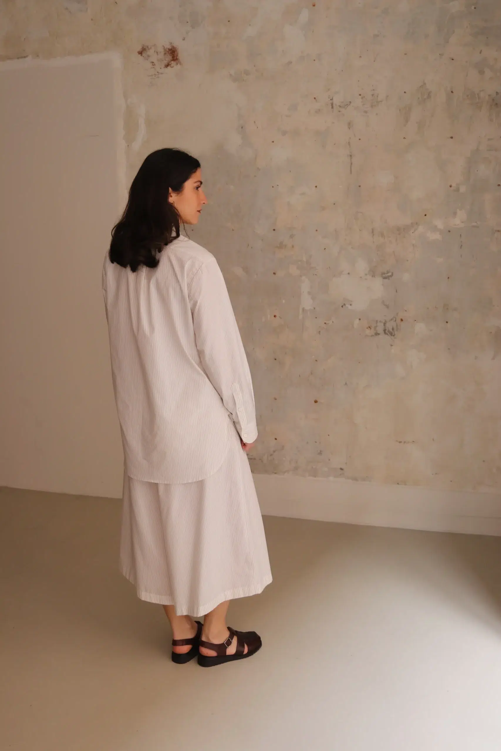 WRIGHT & DOYLE - ROWDEN SHIRT WD-121-CB - CHALK BRICK PINSTRIPE