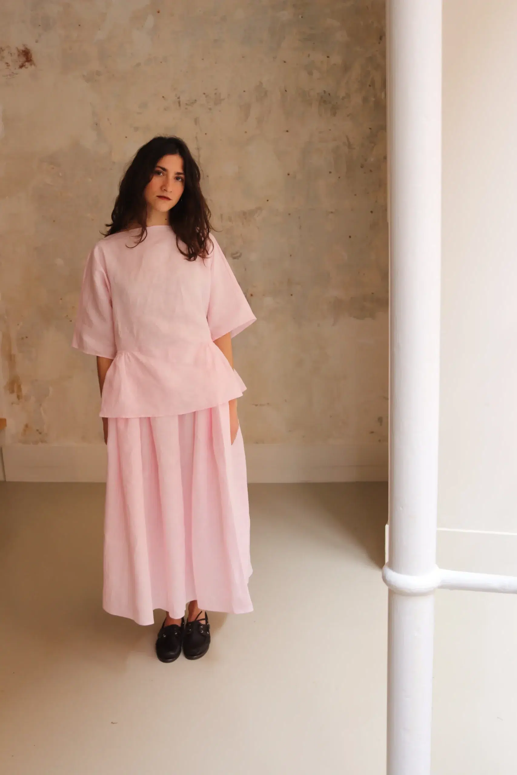 Whiteread - ZORBA GATHERED SIDE HEM TOP WR079-CA - CAMELLIA