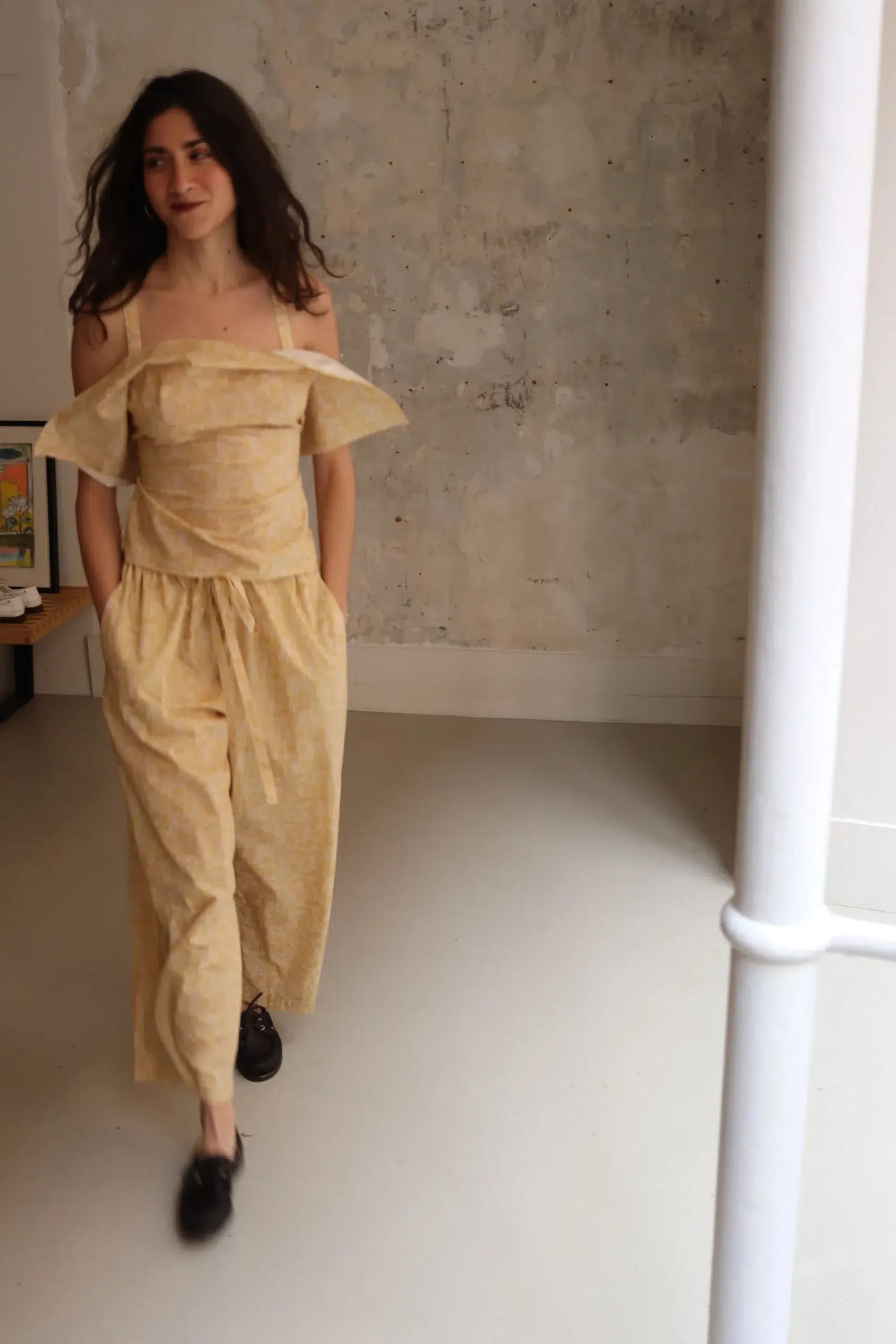 Whiteread - VESPER GATHERED TIE TROUSERS WR052-BF - BUTTER FLORA