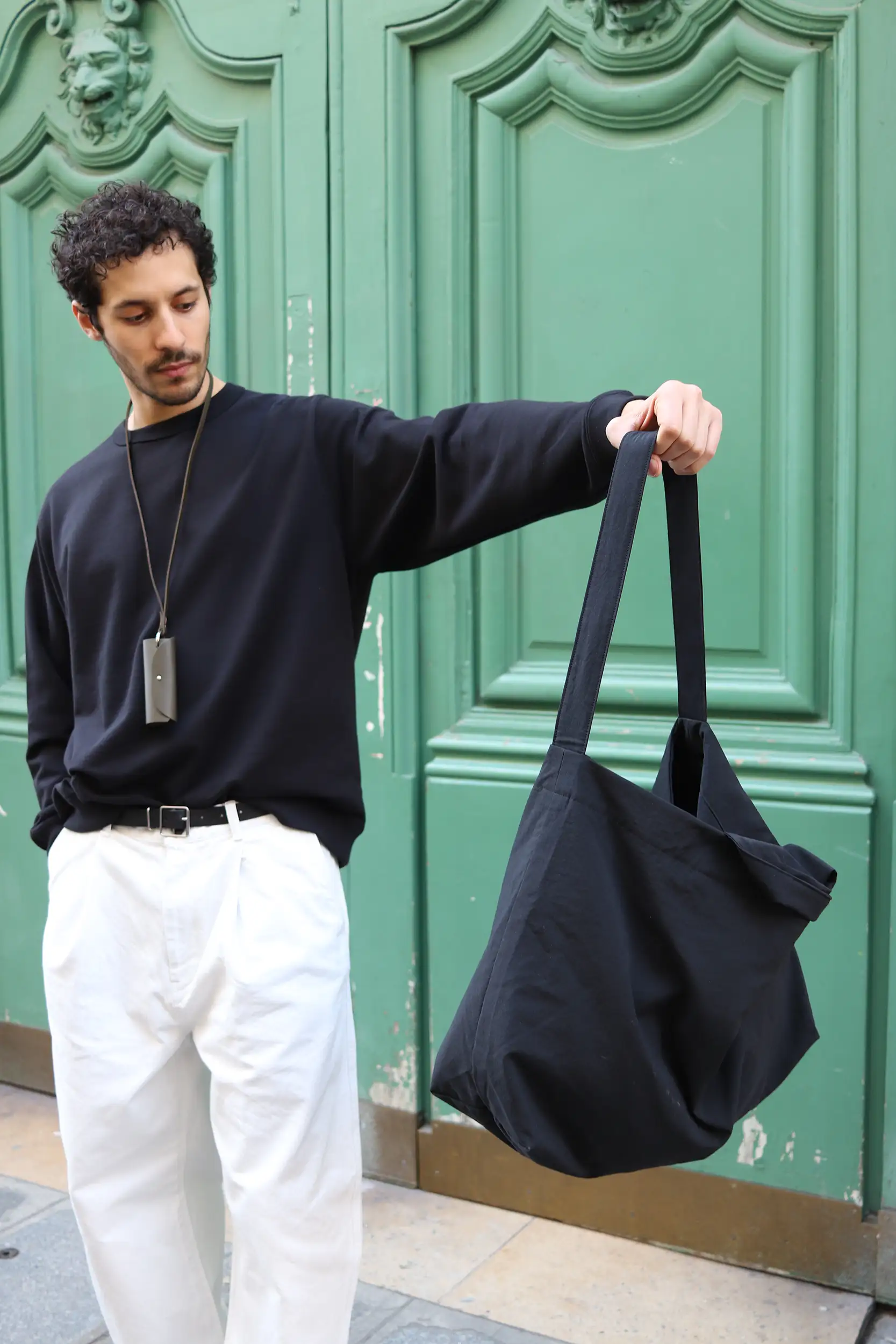 Still By Hand - GD05261OS Nylon ox two-way bag - INK BLACK