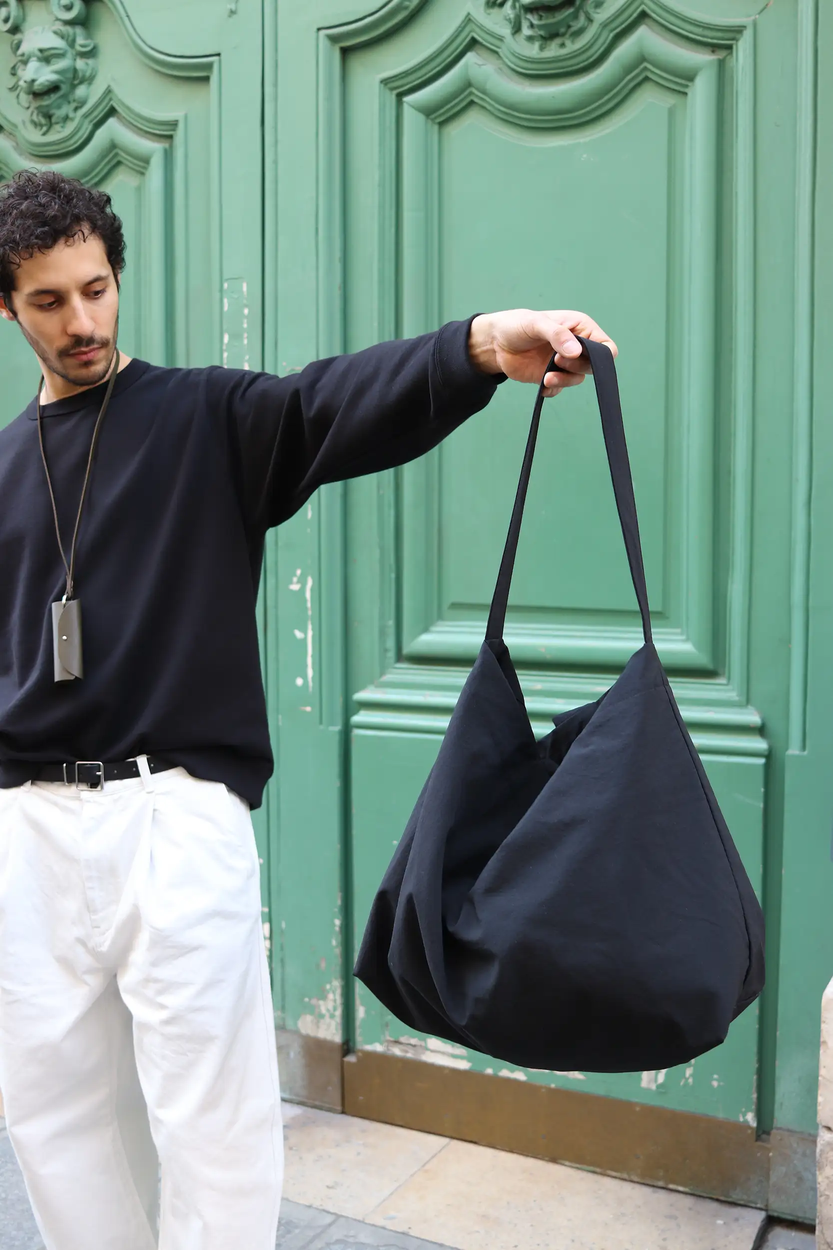 Still By Hand - GD05261OS Nylon ox two-way bag - INK BLACK