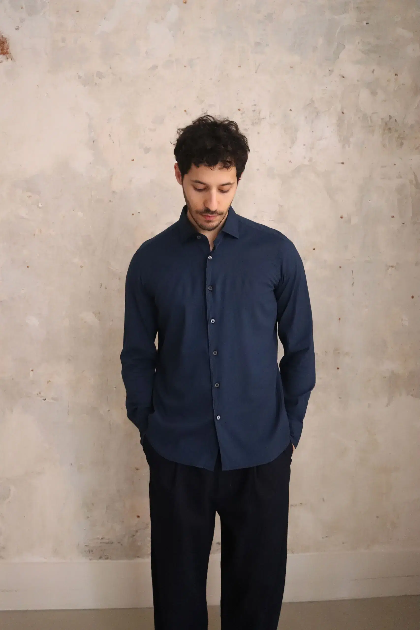 Everyday Shirts - MEN REGENT7 76T2532 - BLU UNITO TINTO CAPO / GAR.DYED BLUE PLAIN