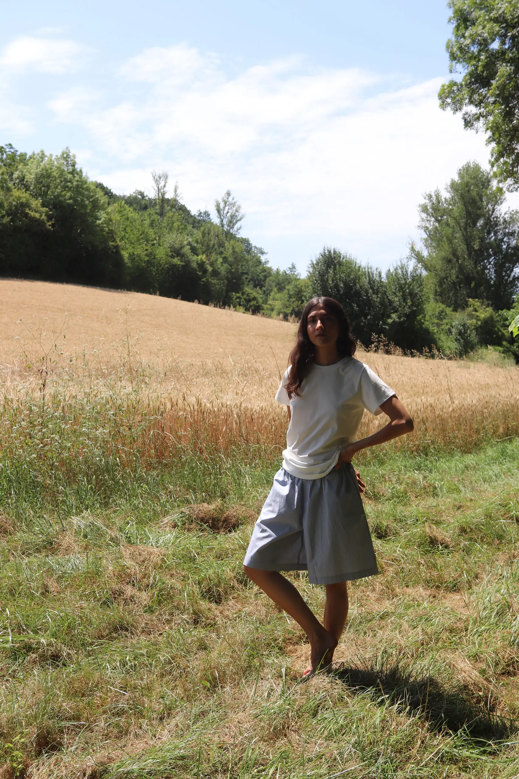 BASERANGE - CLAUDE SHORTS - BLUE STRIPE