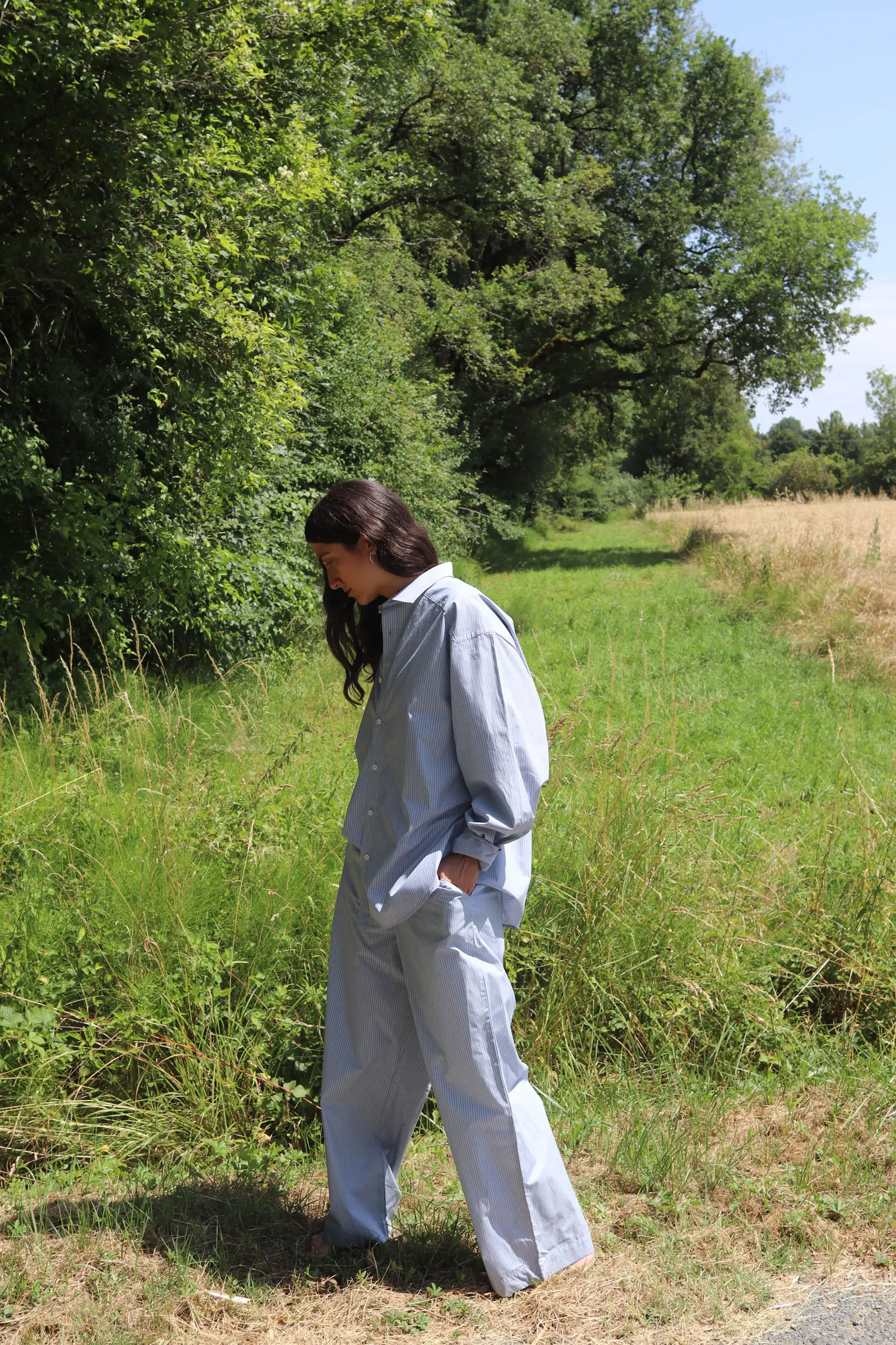 BASERANGE - CLAUDE PANTS - BLUE STRIPE