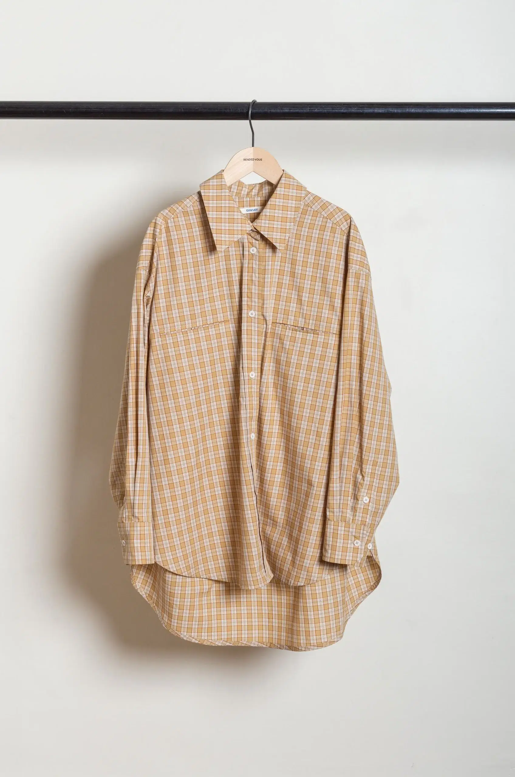 CAWLEY - JAPANESE TYPEWRITER CHECKED COTTON PHOEBE SHIRT - OCHRE/RED/PURPLE CHECK