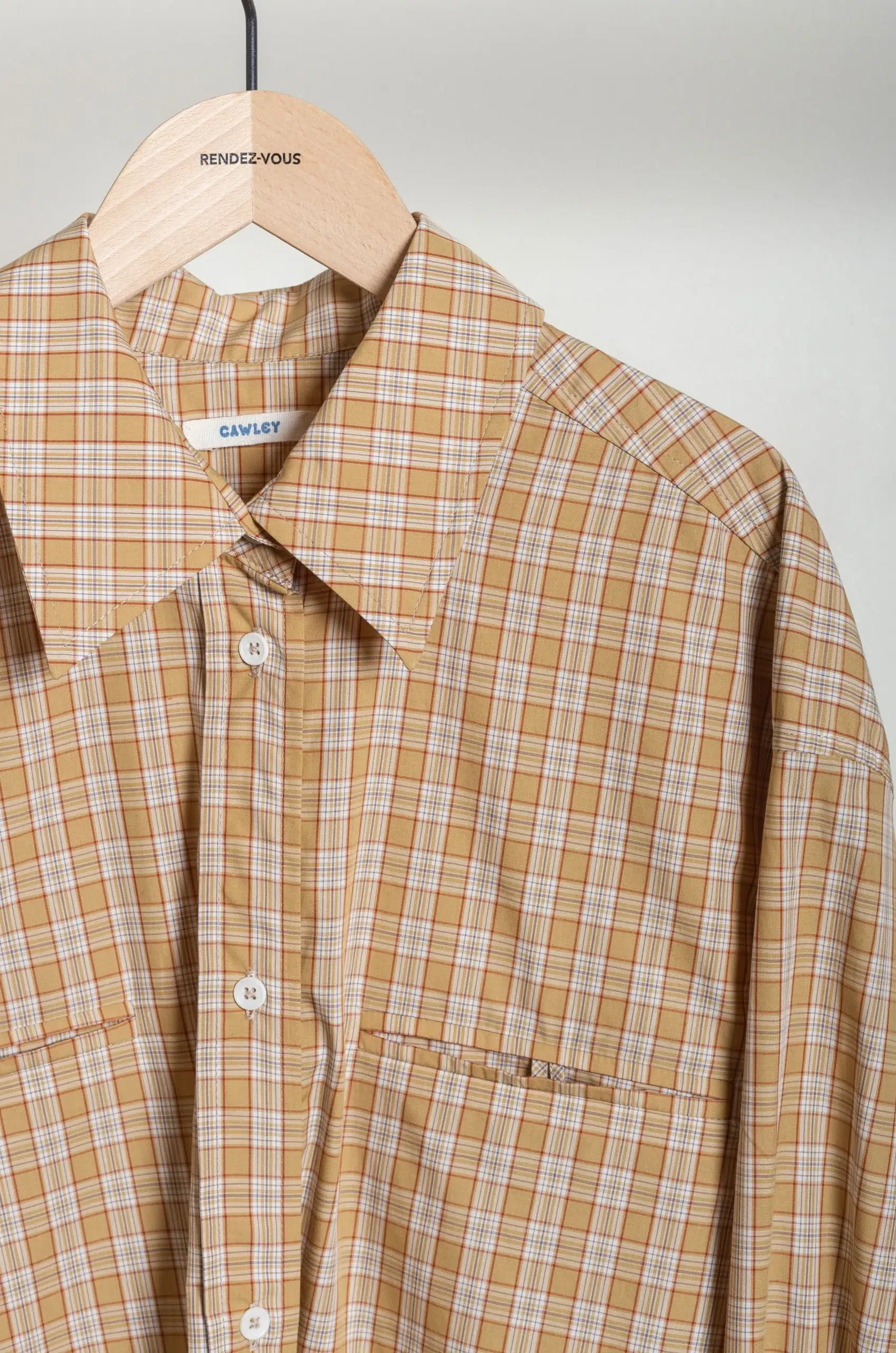 CAWLEY - JAPANESE TYPEWRITER CHECKED COTTON PHOEBE SHIRT - OCHRE/RED/PURPLE CHECK