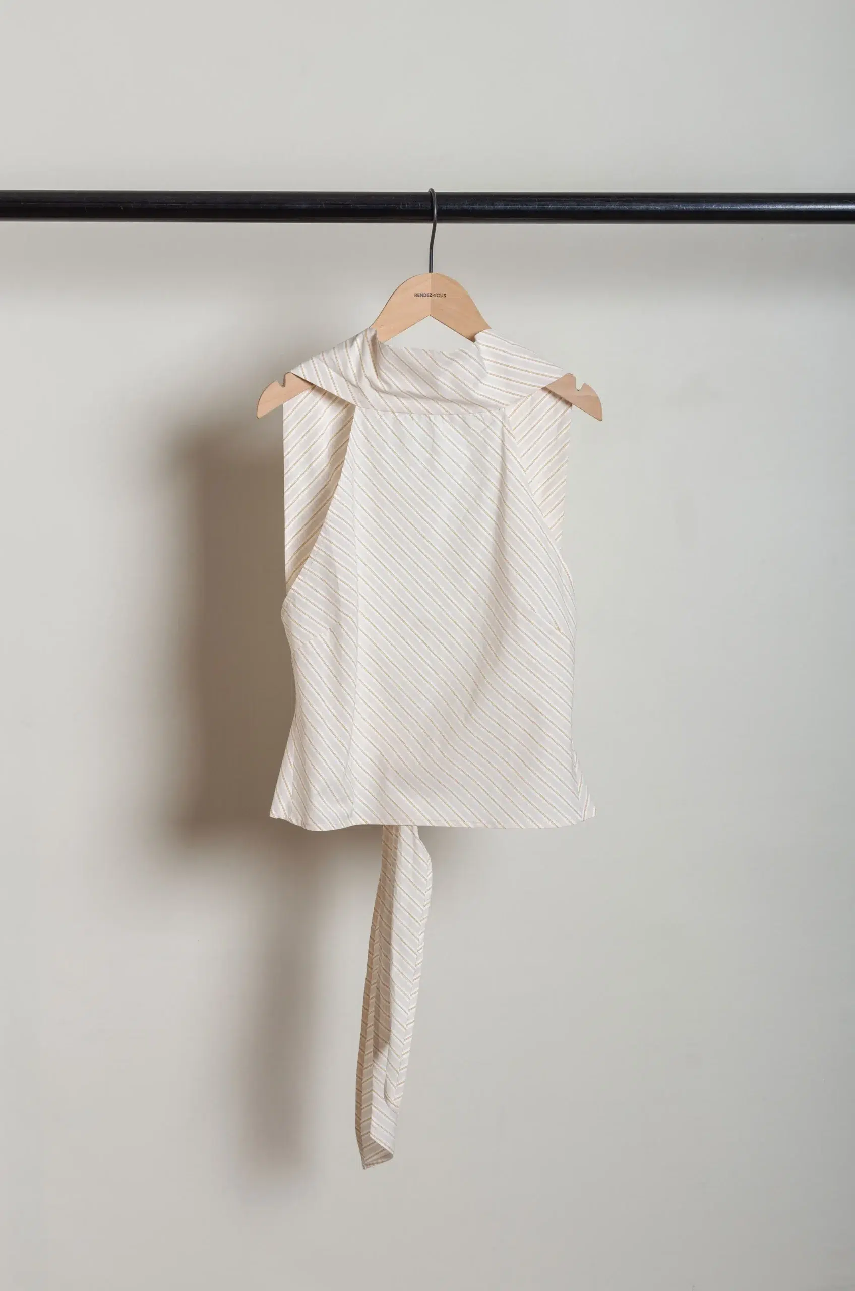 CAWLEY - JAPANESE MUGWASHER STRIPE COTTON EDITH TOP - APRICOT STRIPE