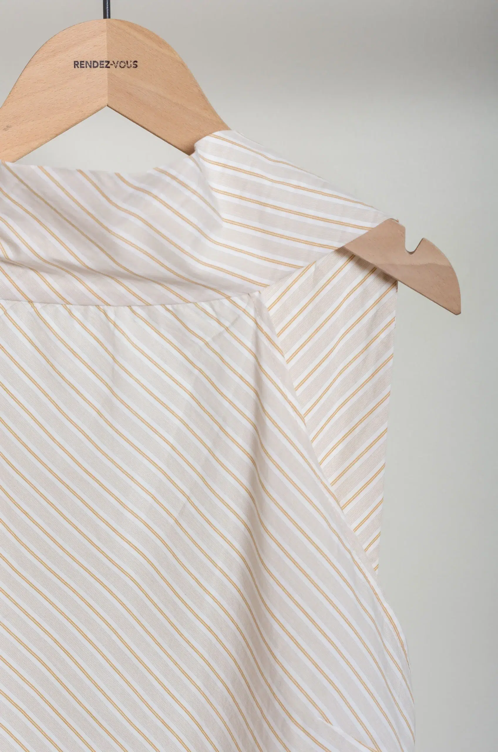 CAWLEY - JAPANESE MUGWASHER STRIPE COTTON EDITH TOP - APRICOT STRIPE