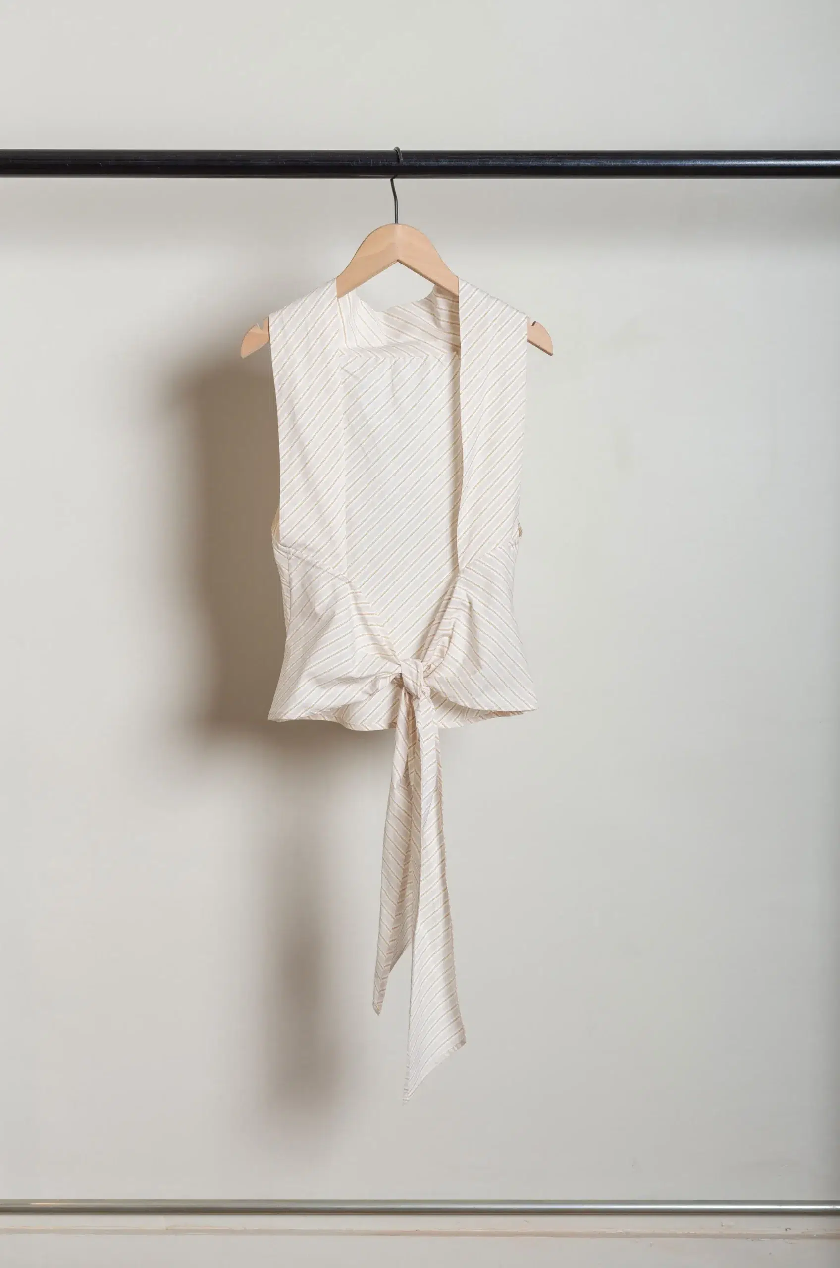 CAWLEY - JAPANESE MUGWASHER STRIPE COTTON EDITH TOP - APRICOT STRIPE