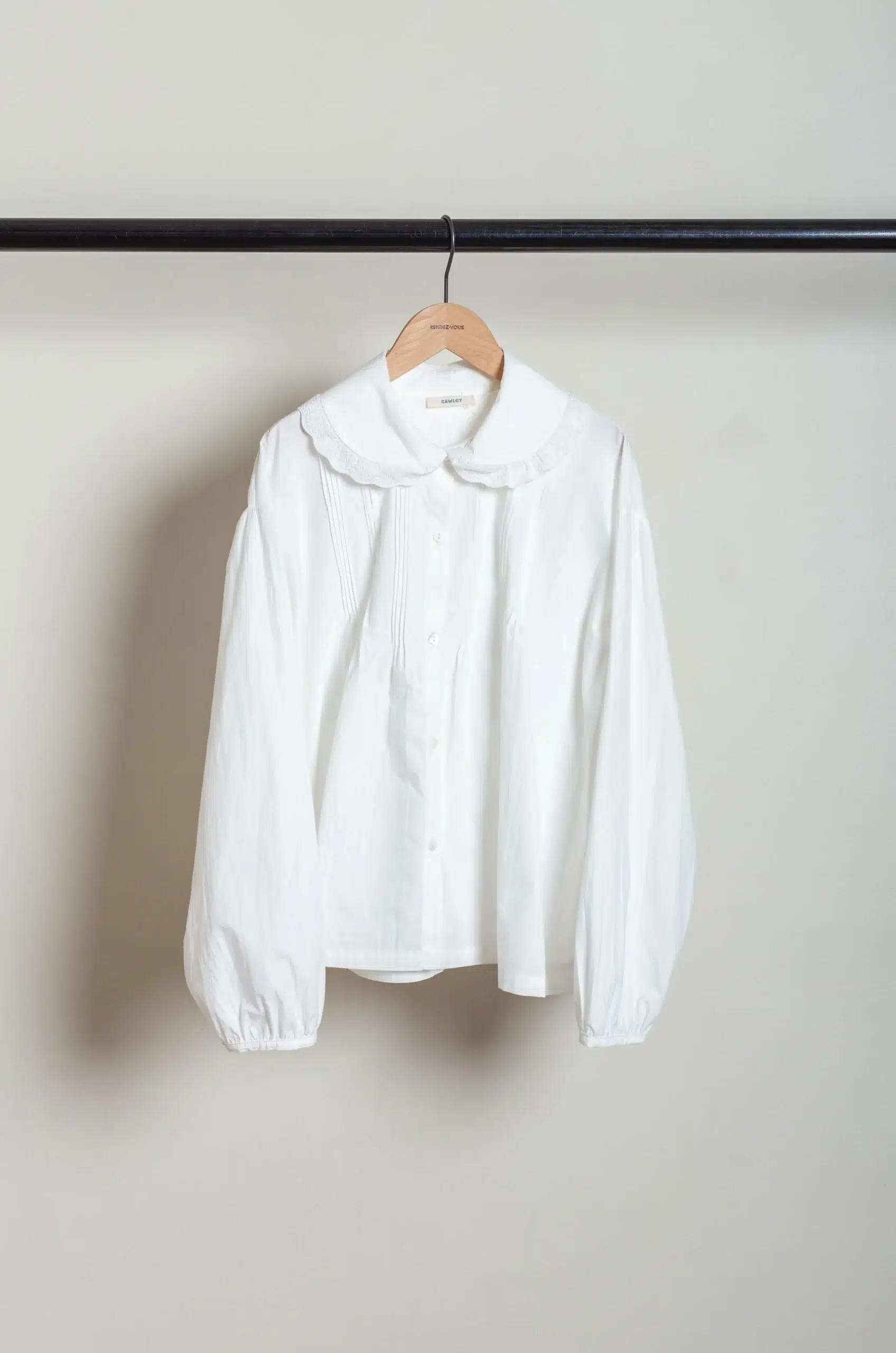 CAWLEY - JAPANESE COTTON POPLIN JESSIE SHIRT WITH TRIM - WHITE