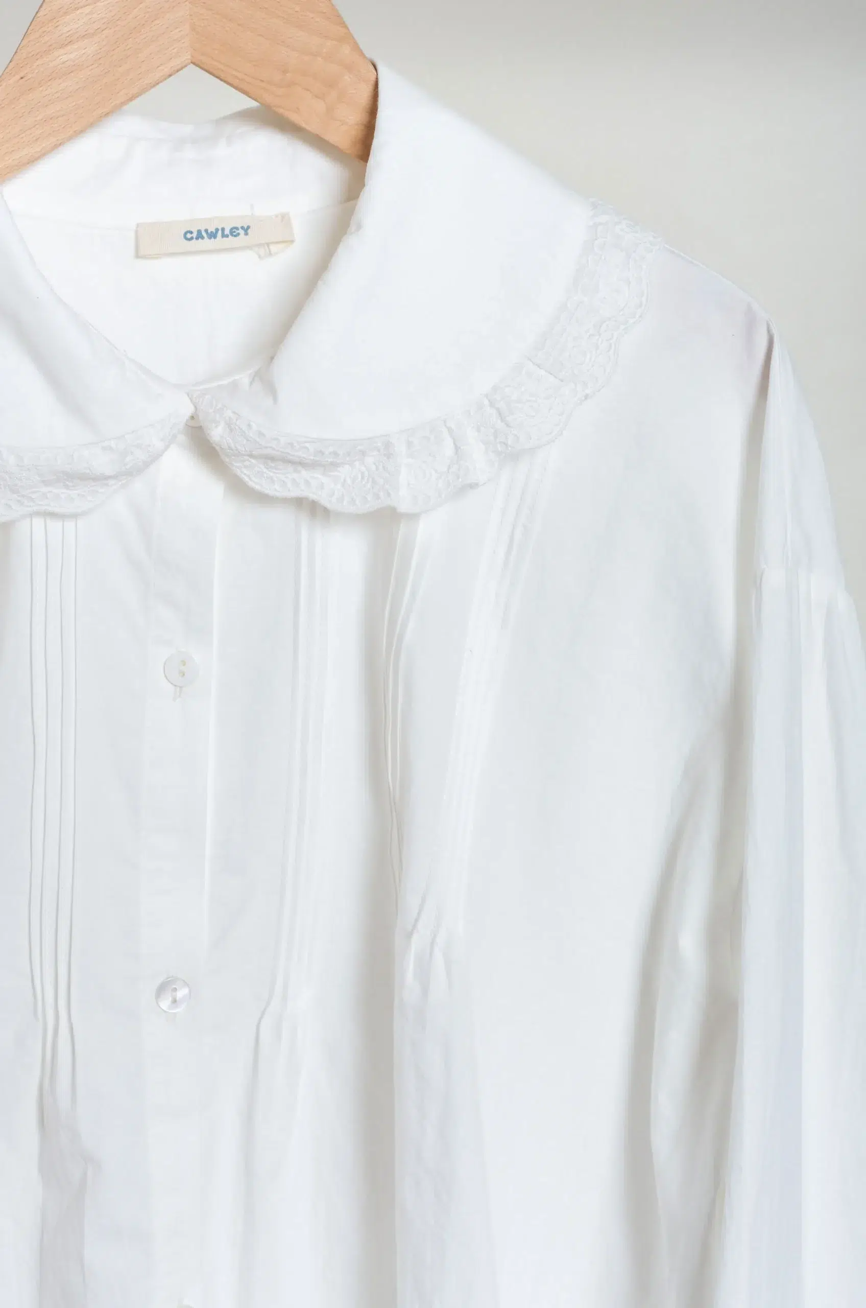 CAWLEY - JAPANESE COTTON POPLIN JESSIE SHIRT WITH TRIM - WHITE