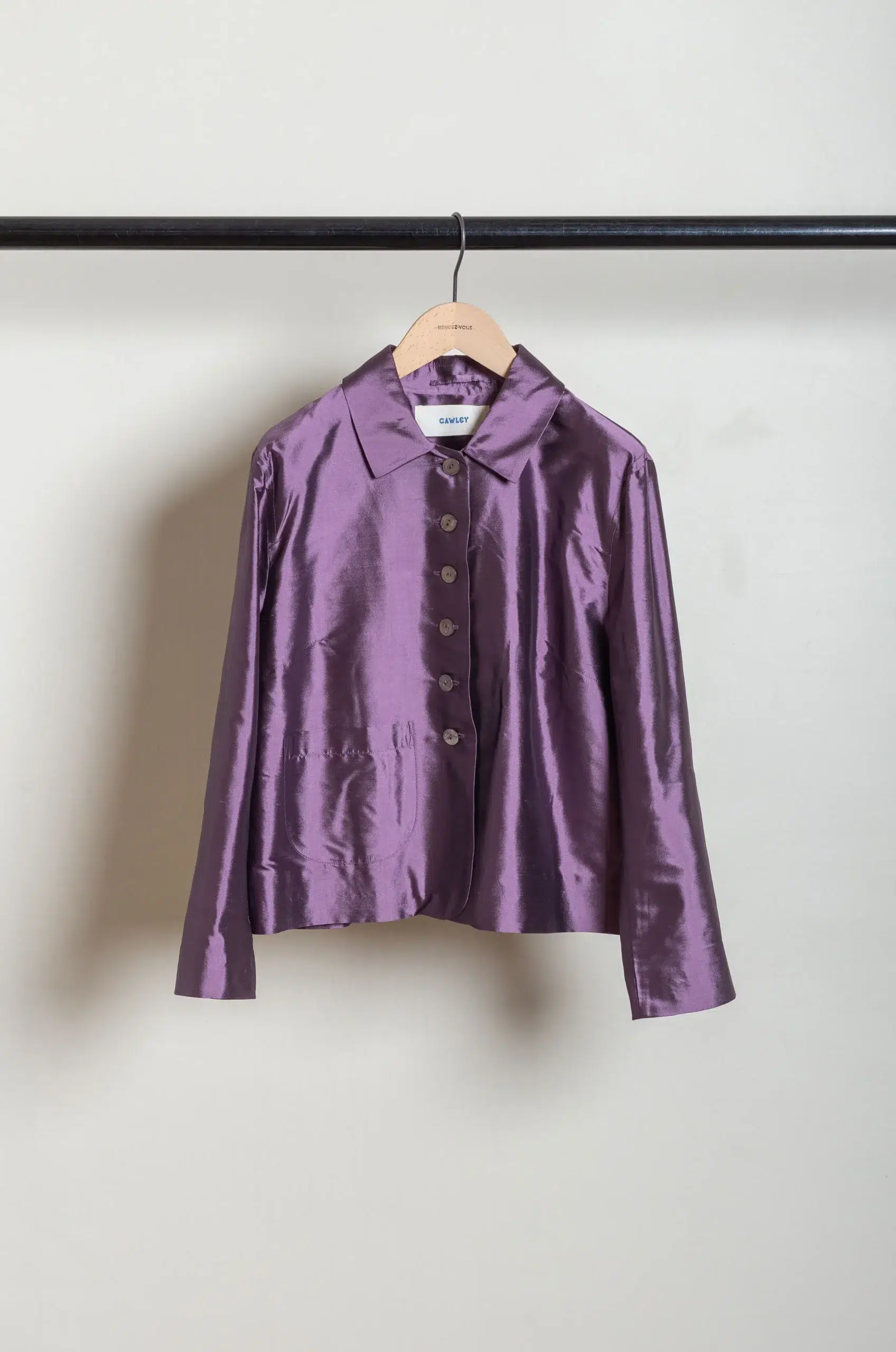 CAWLEY - SILK DUPION LILLIE JACKET - PRUNE