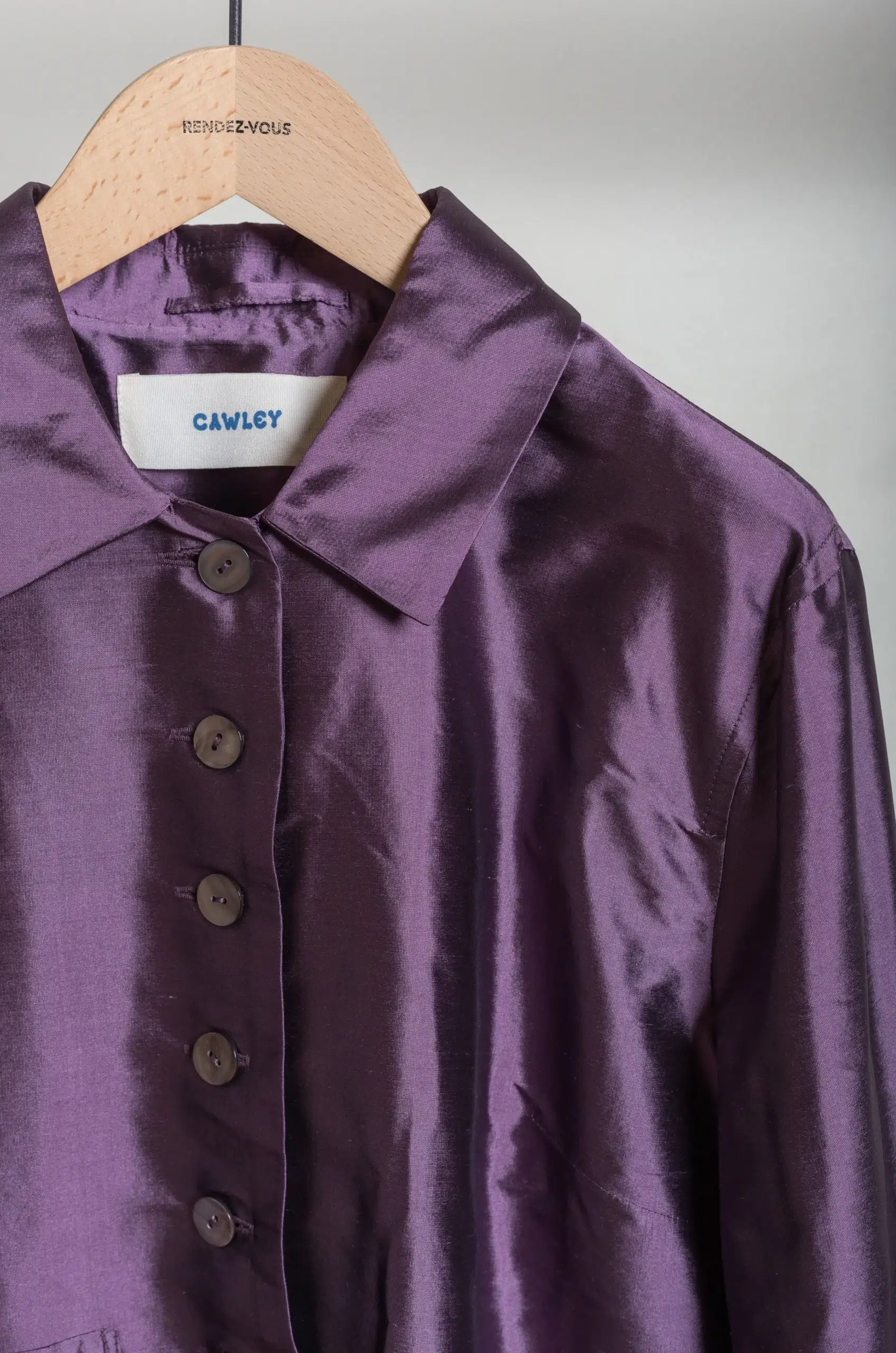 CAWLEY - SILK DUPION LILLIE JACKET - PRUNE