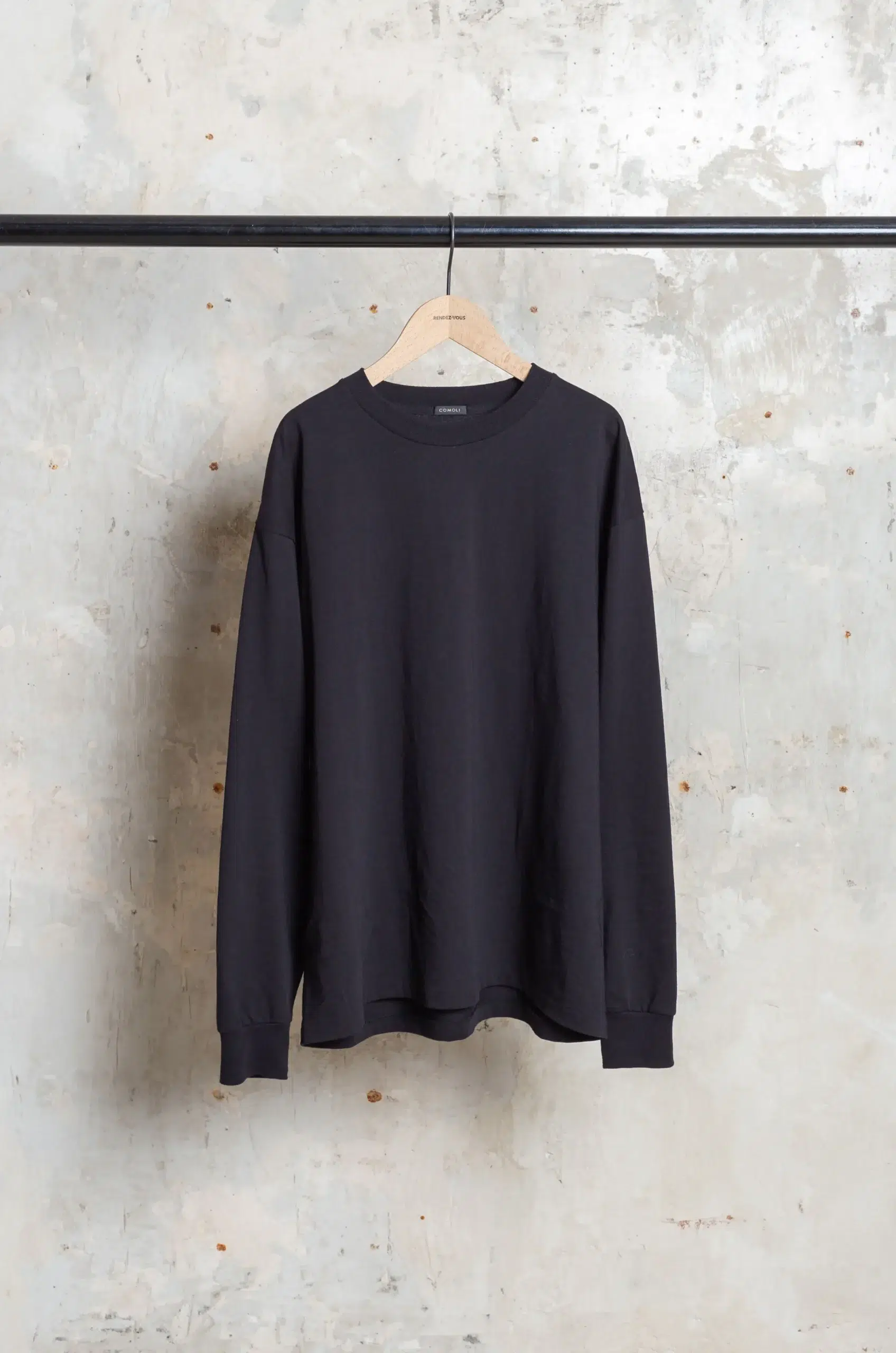 Comoli - Cotton Jersey Long-Sleeve T-Shirt D01-05012 - BLACK