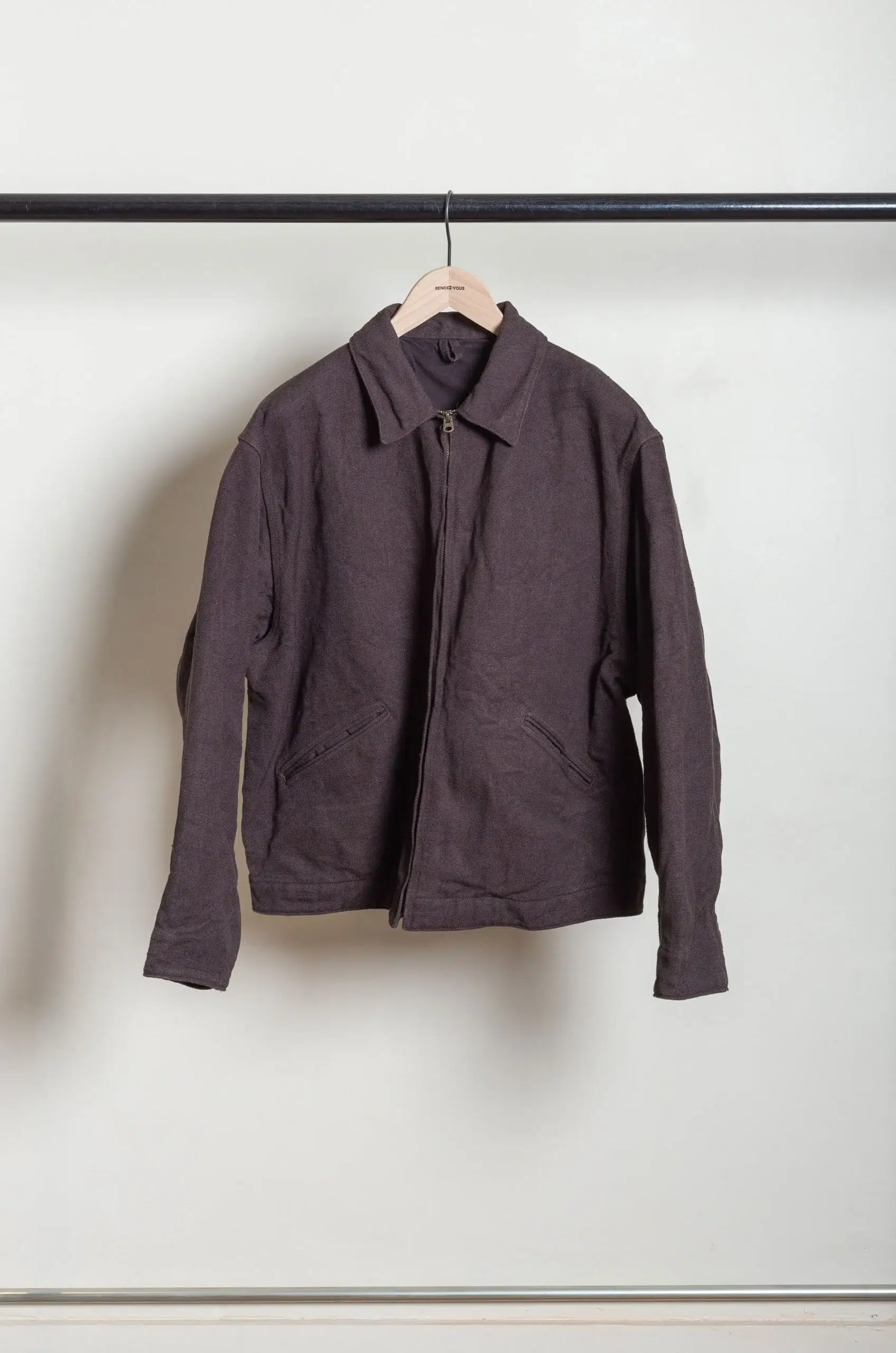 Comoli - Hemp Duck Zip Short Jacket D01-01028 - BROWN