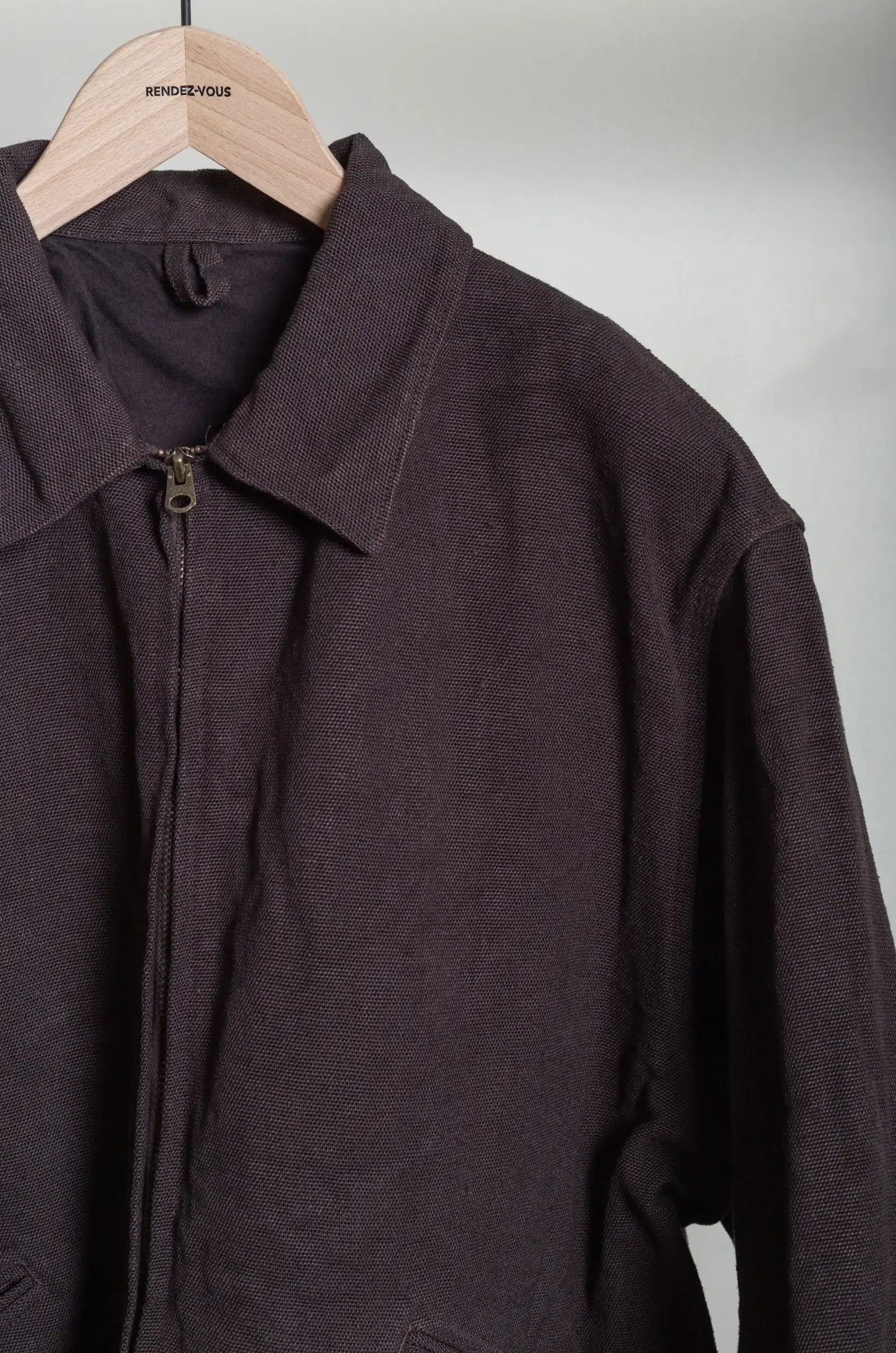 Comoli - Hemp Duck Zip Short Jacket D01-01028 - BROWN