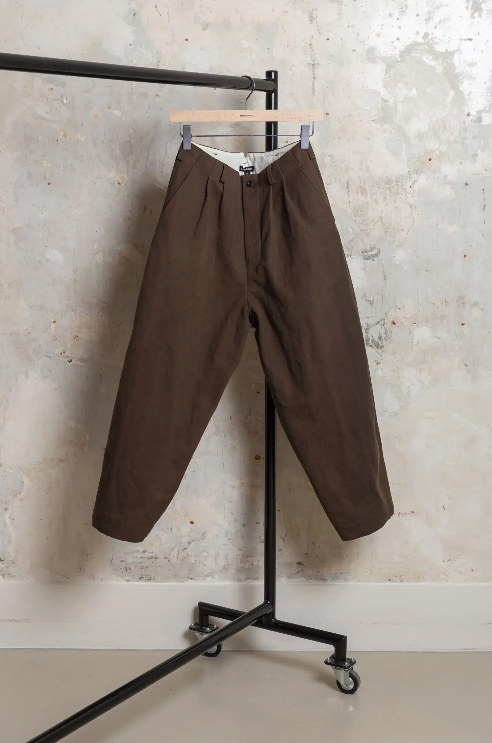 Evan Kinori - Two Pleat Pant - Dark Olive (Sumi Ink Dye)