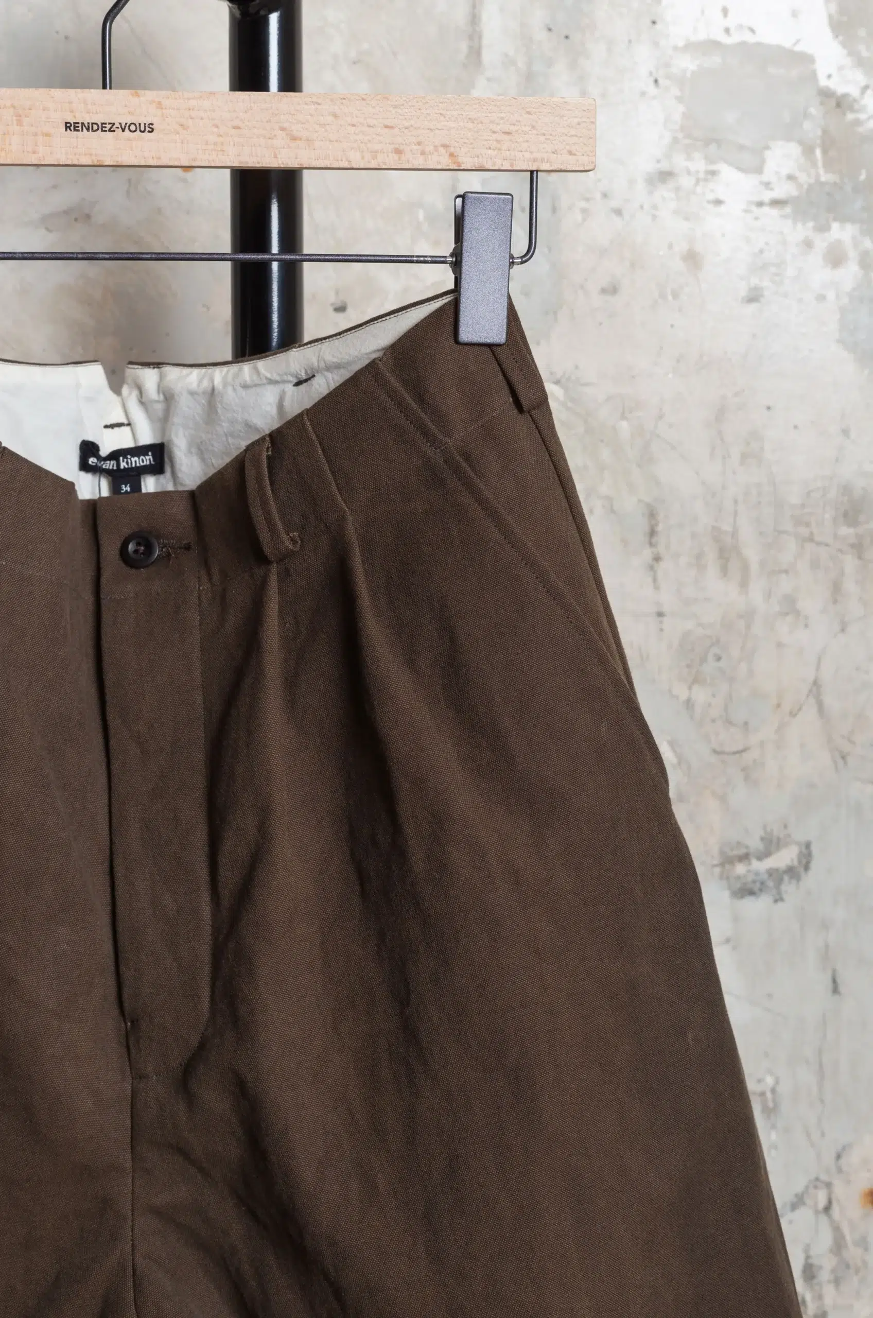 Evan Kinori - Two Pleat Pant - Dark Olive (Sumi Ink Dye)