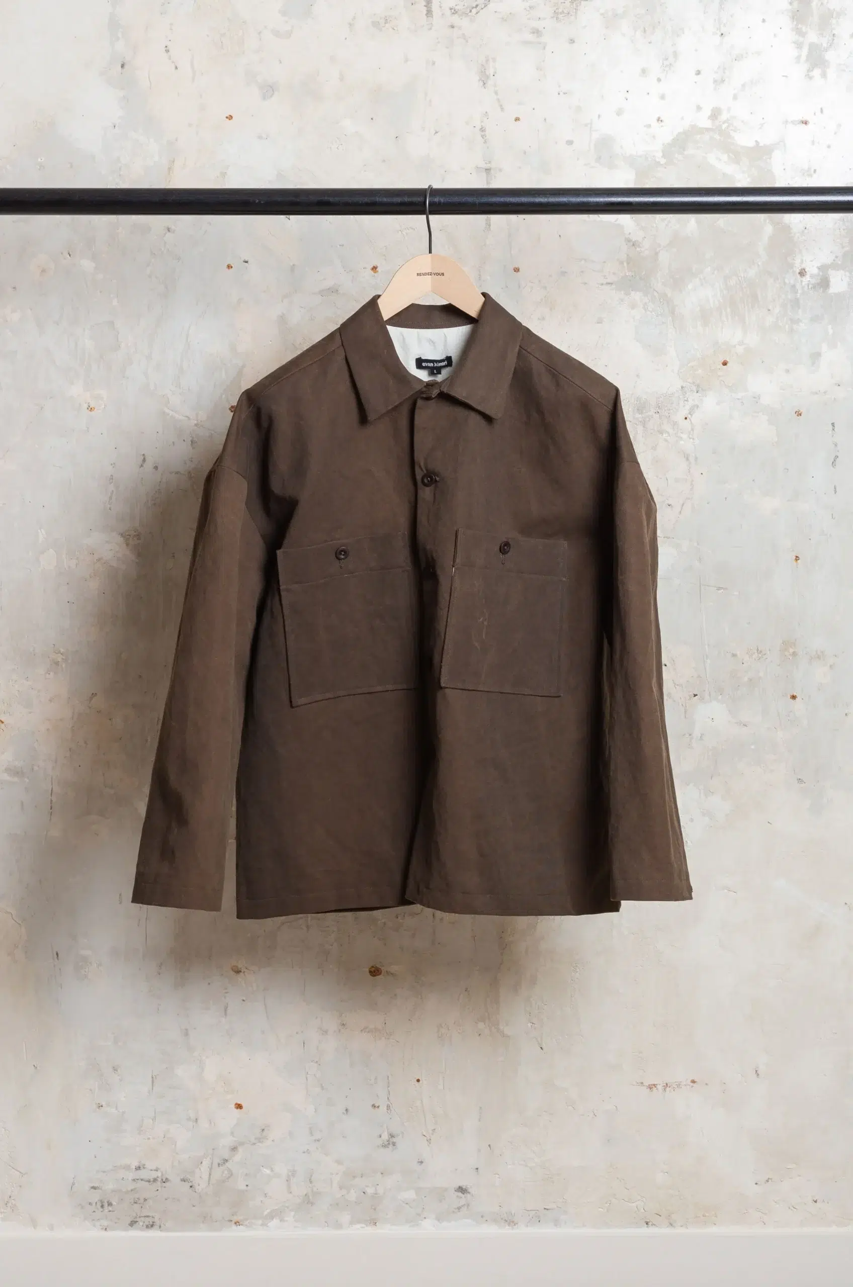 Evan Kinori - Field Shirt Two - Dark Olive (Sumi Ink Dye)