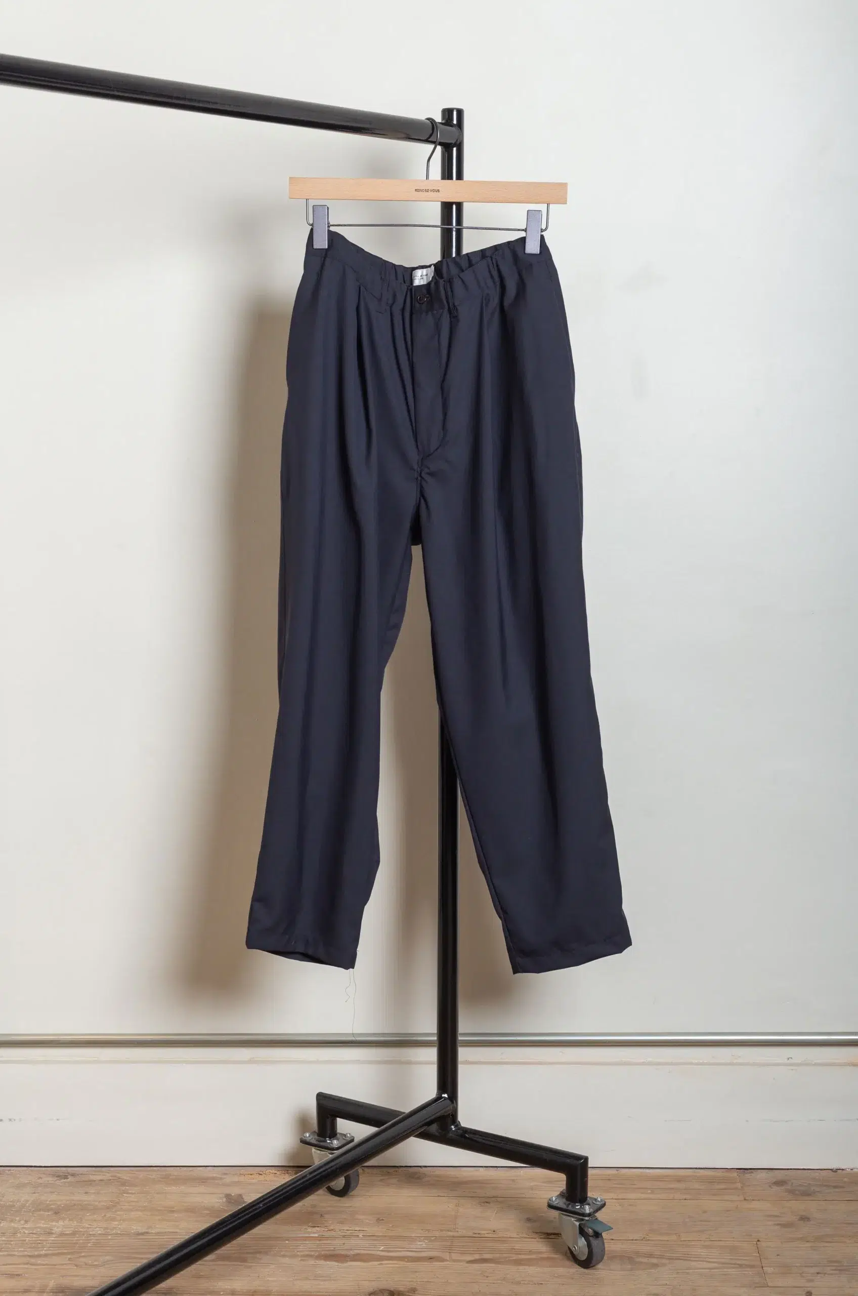 Still By Hand - PT09261OS Summer wool wide pants - BLACK NAVY