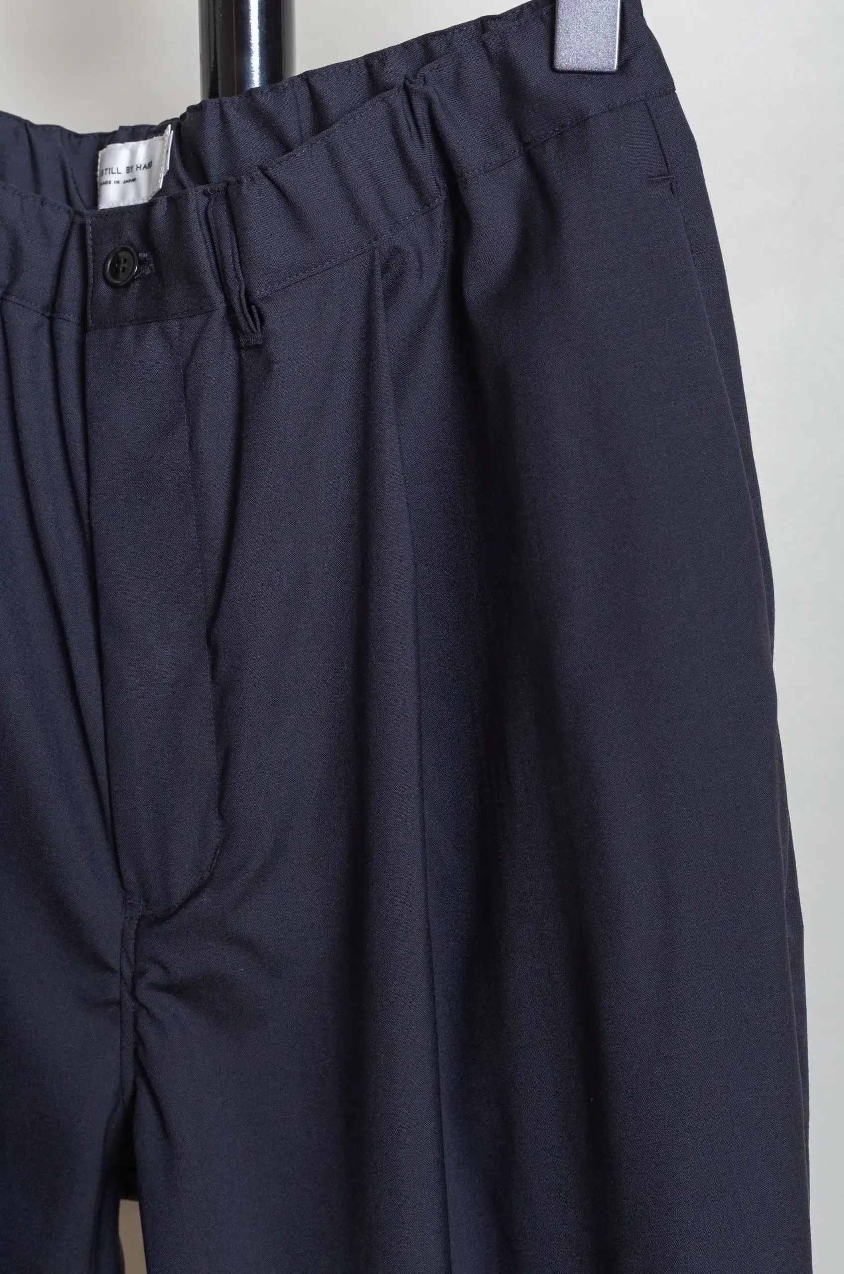 Still By Hand - PT09261OS Summer wool wide pants - BLACK NAVY
