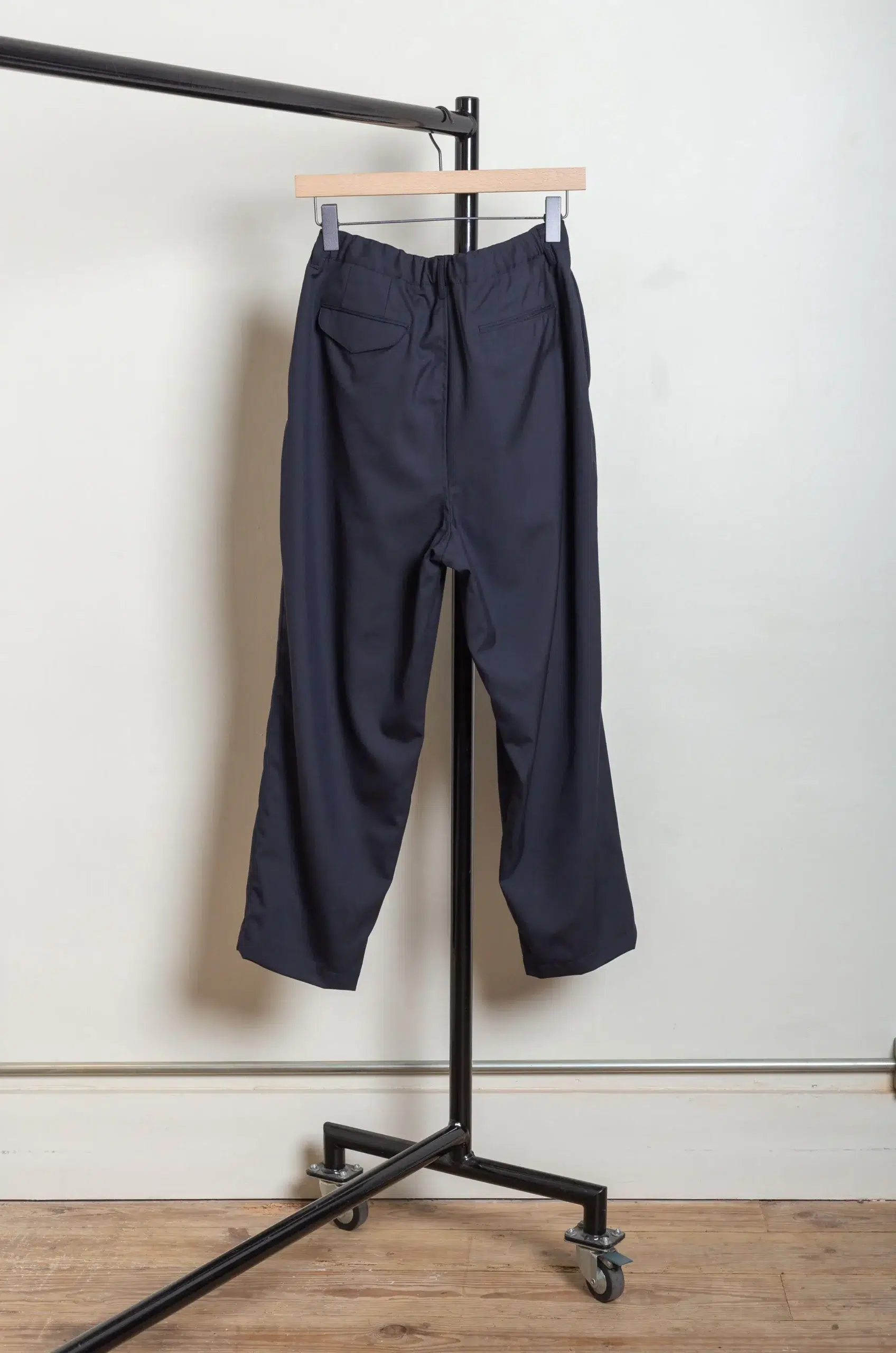 Still By Hand - PT09261OS Summer wool wide pants - BLACK NAVY